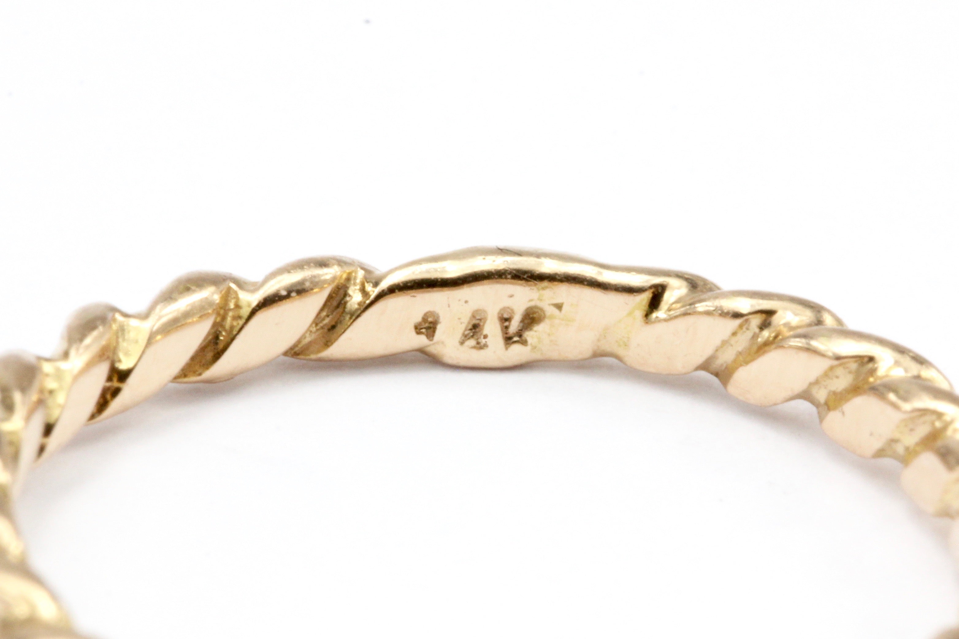 14K Rose Gold Diamond Rope Band Ring Size 3.5 - Queen May