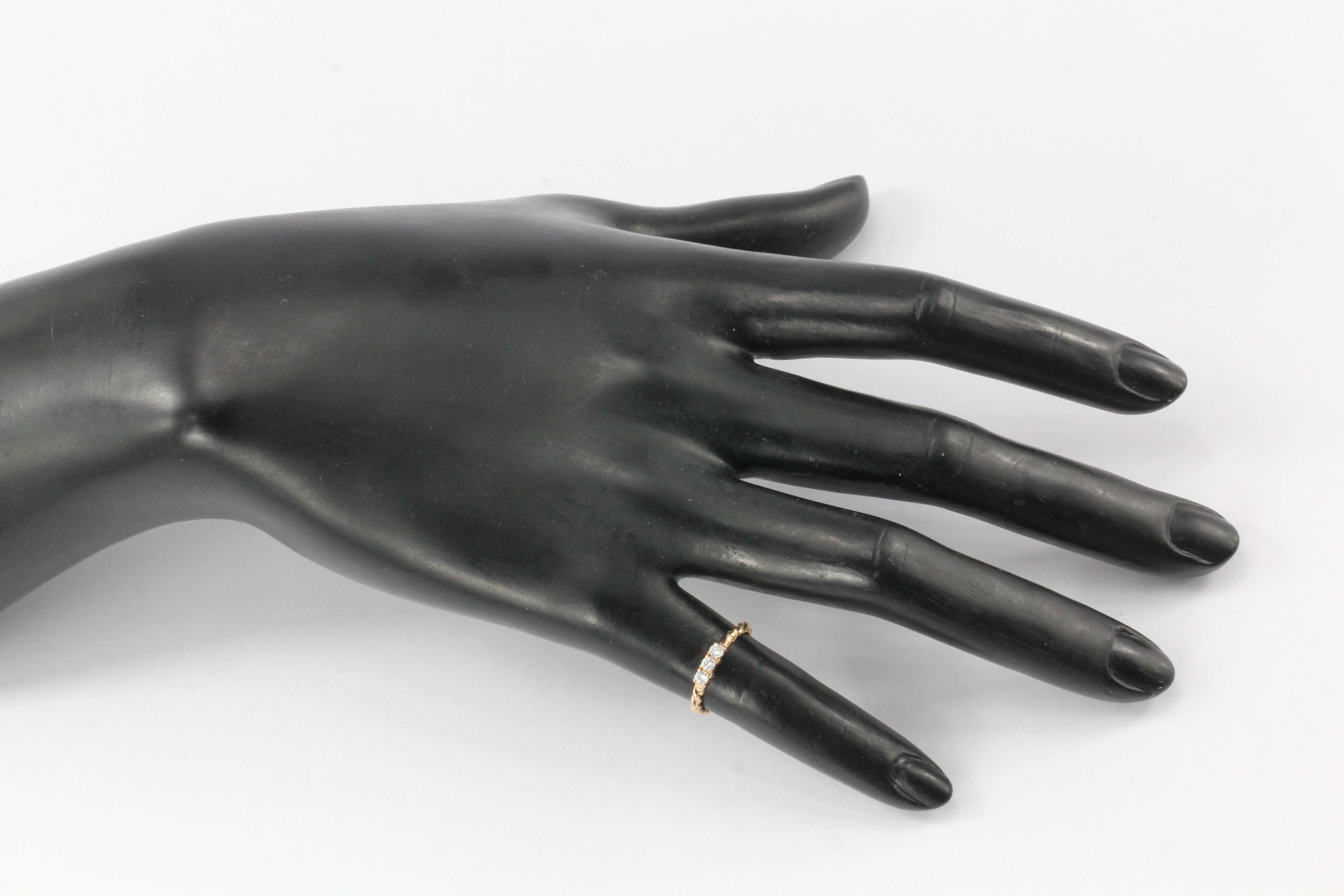 14K Rose Gold Diamond Rope Band Ring Size 3.5 - Queen May