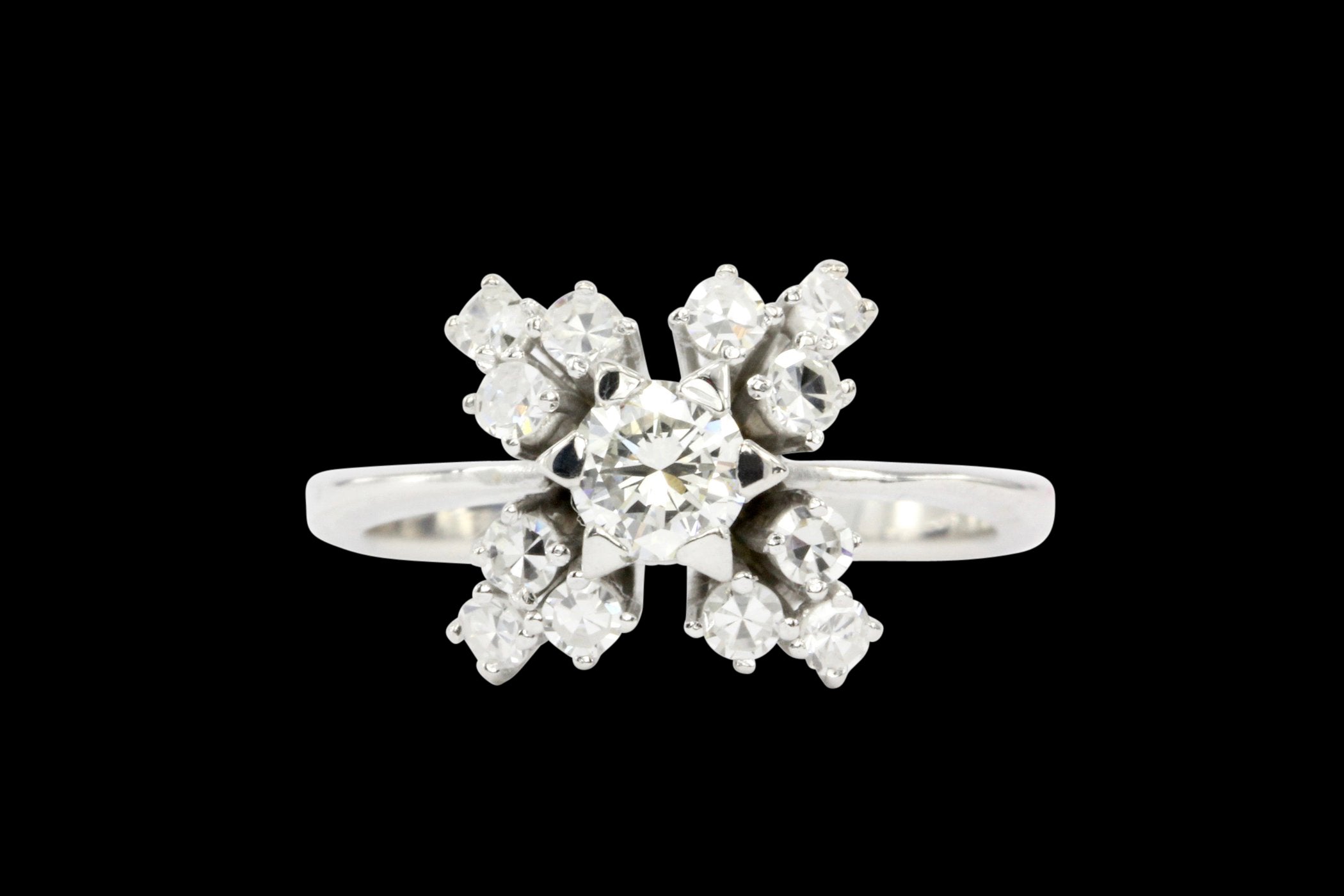 18K White Gold .72CTW Diamond Cluster Ring - Queen May