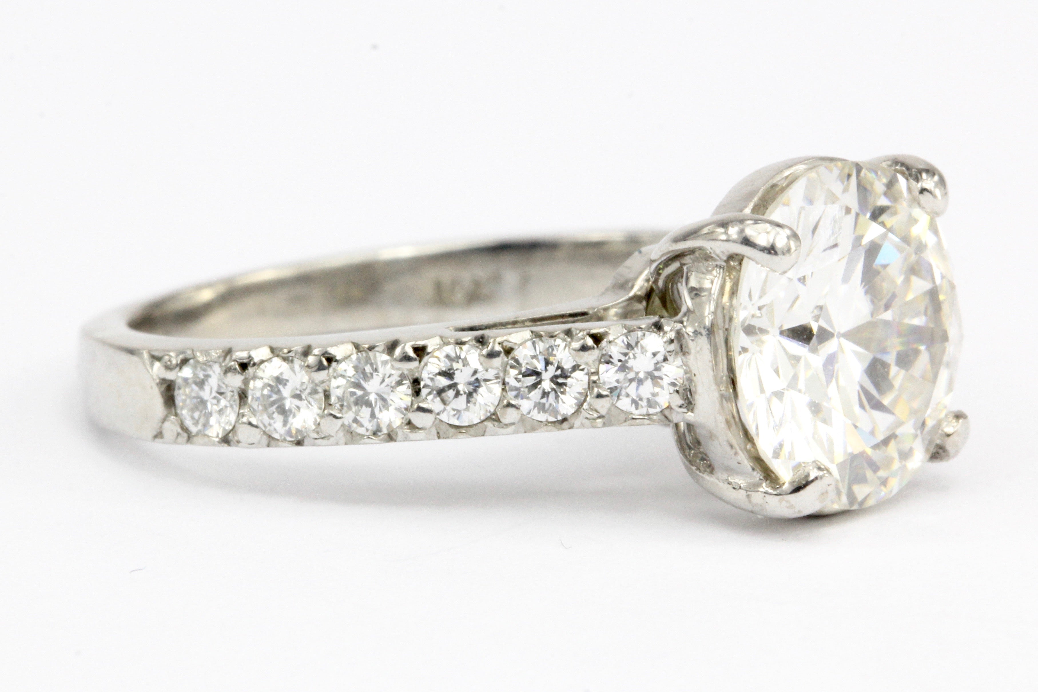 18K White Gold GIA 2.59 CT Diamond Engagement Ring Size 5 - Queen May