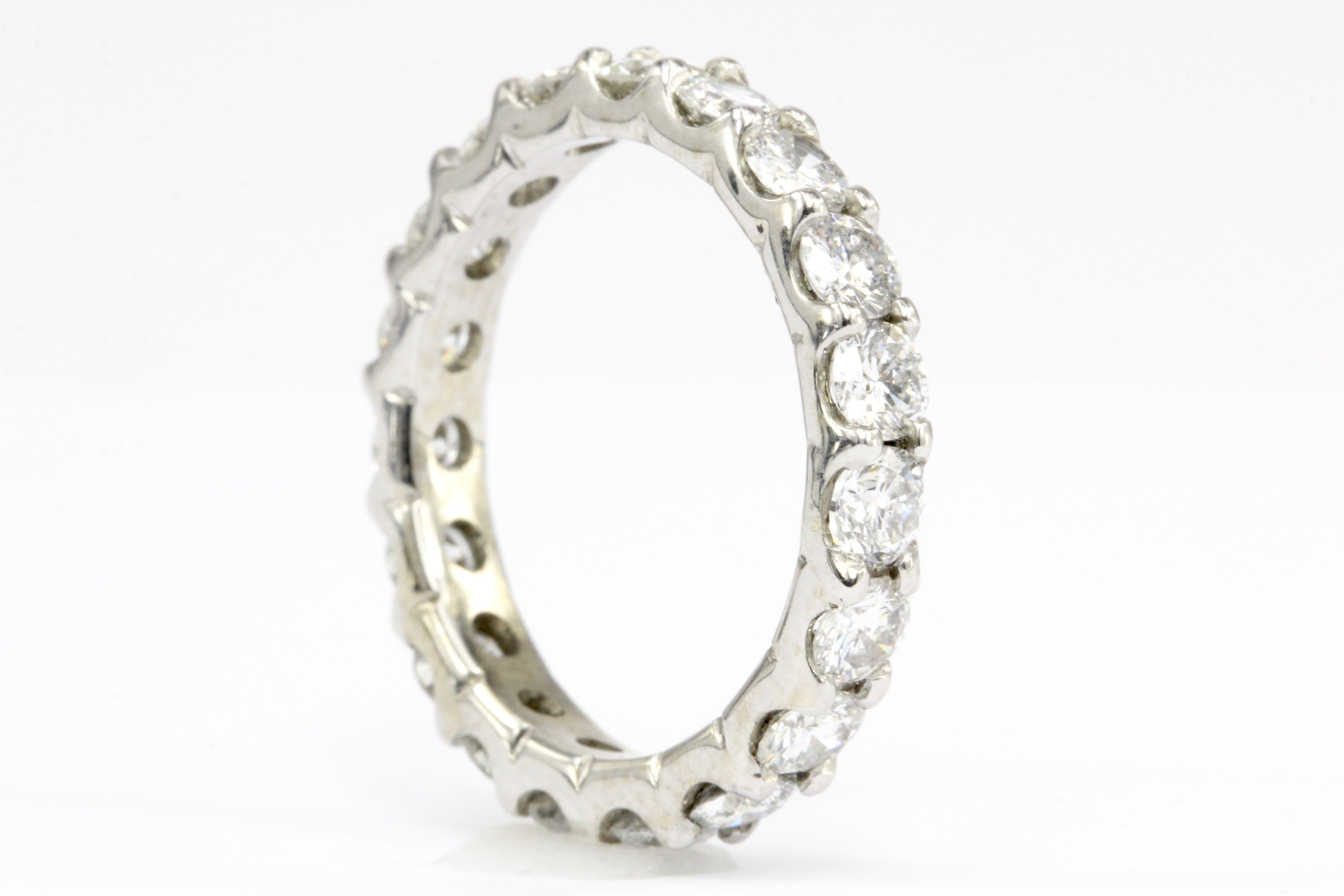 14K White Gold 2.5 CTW Diamond Eternity Band Size 7.5 - Queen May