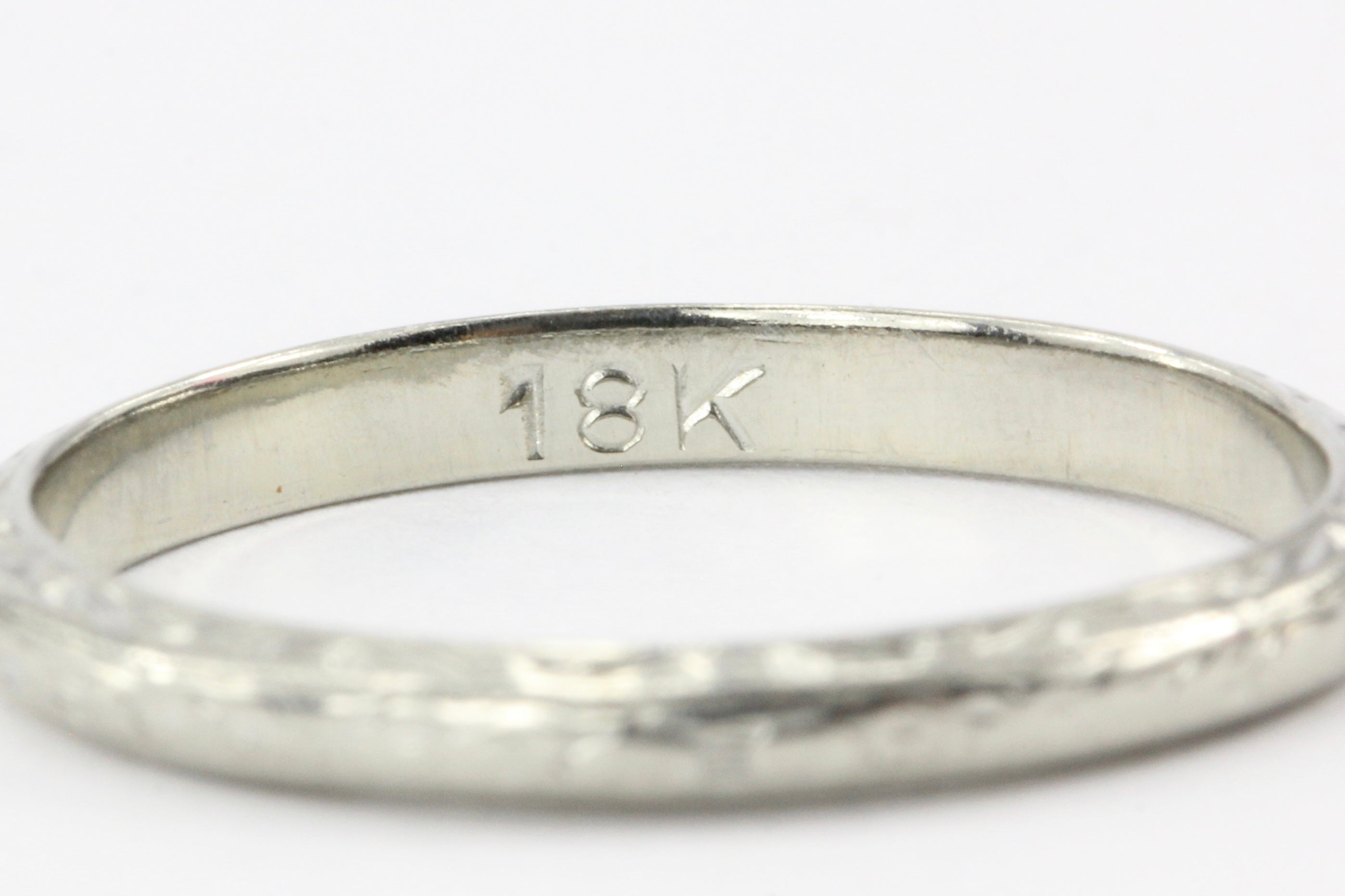 Art Deco 18K White Gold Wedding Band - Queen May