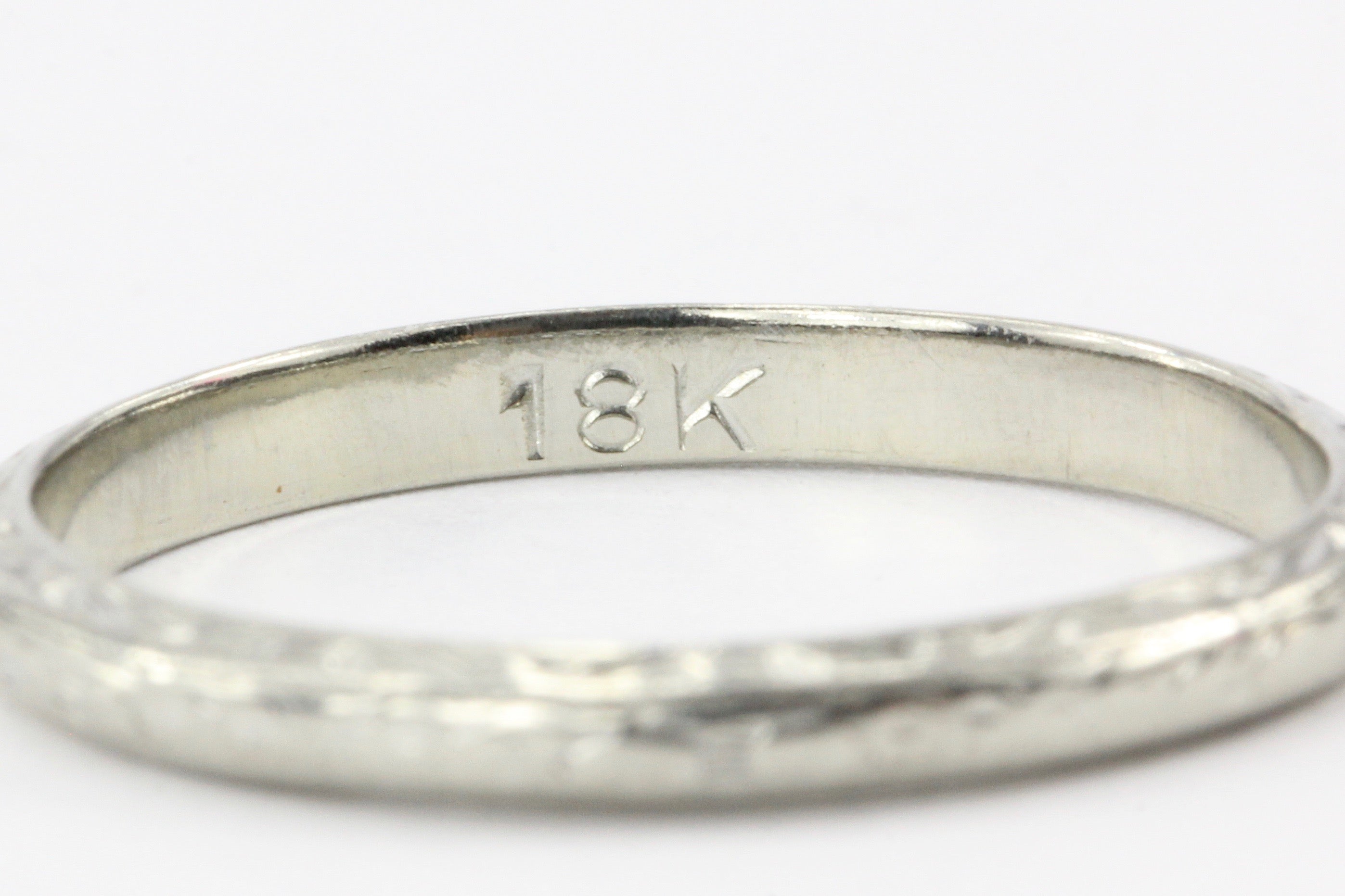 Art Deco 18K White Gold Wedding Band - Queen May