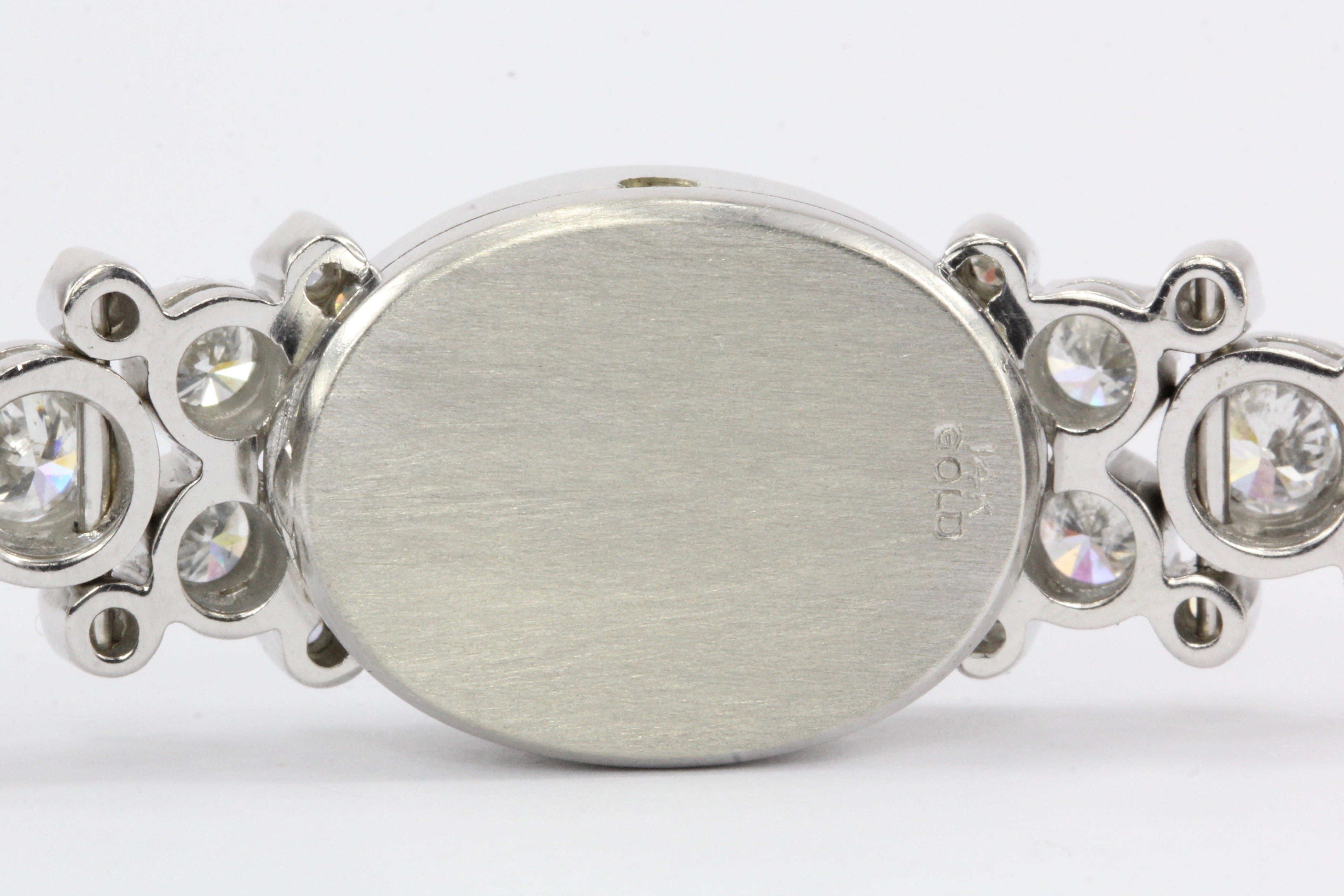 14K White Gold Diamond and Onyx Watch Conversion Bracelet - Queen May