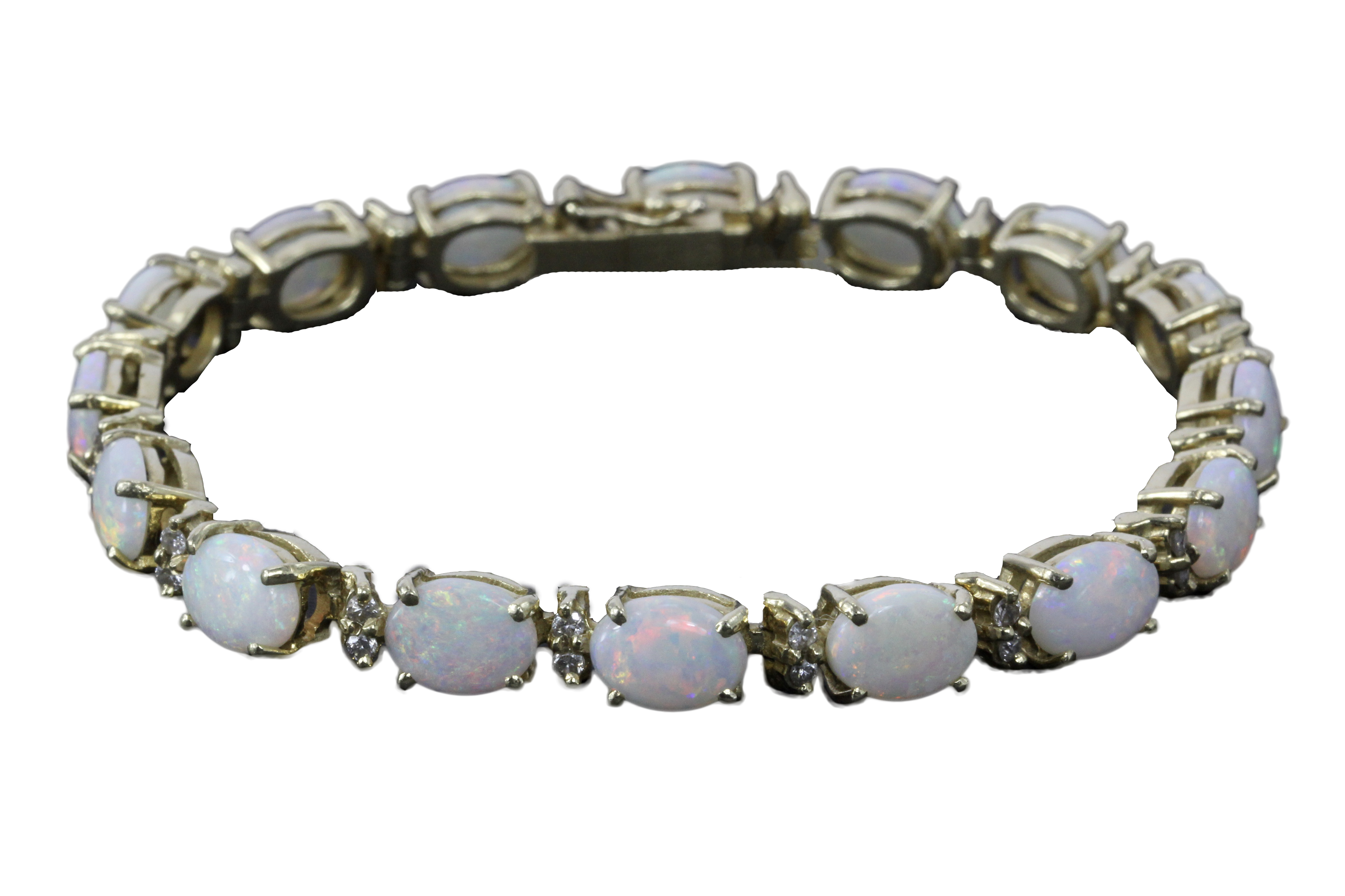 14K Yellow Gold 12 CTW Opal and Diamond Bracelet - Queen May