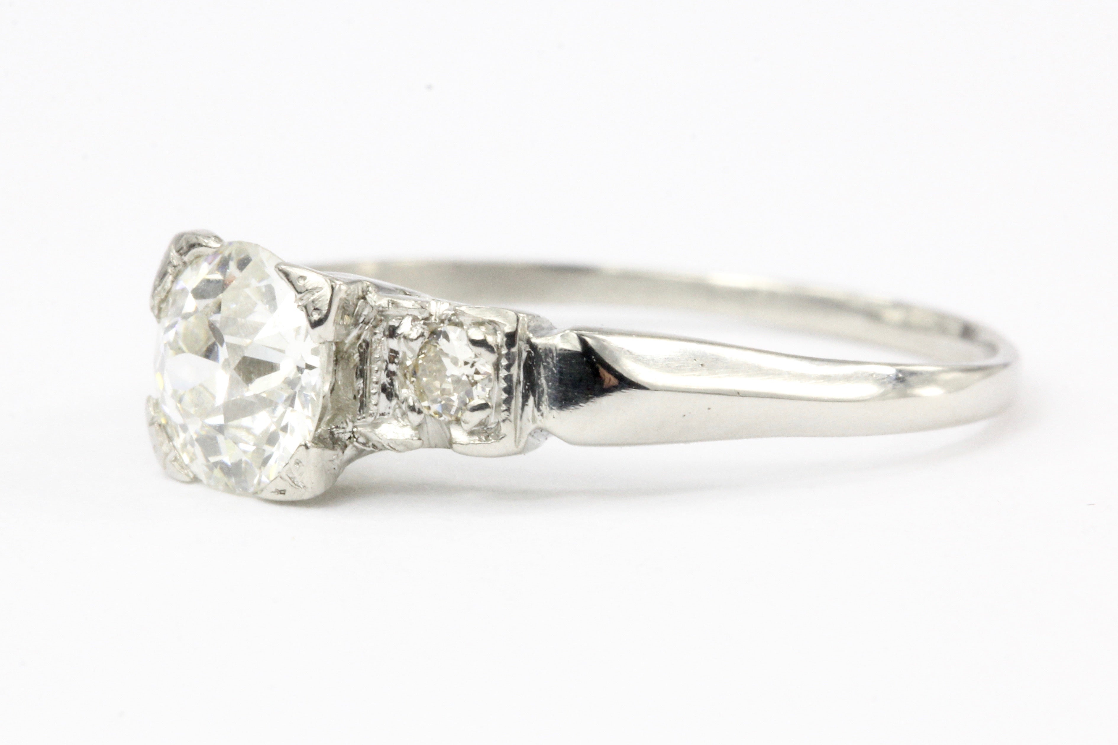 Art Deco Platinum Old European Cut Diamond Engagement Ring c.1930's - Queen May