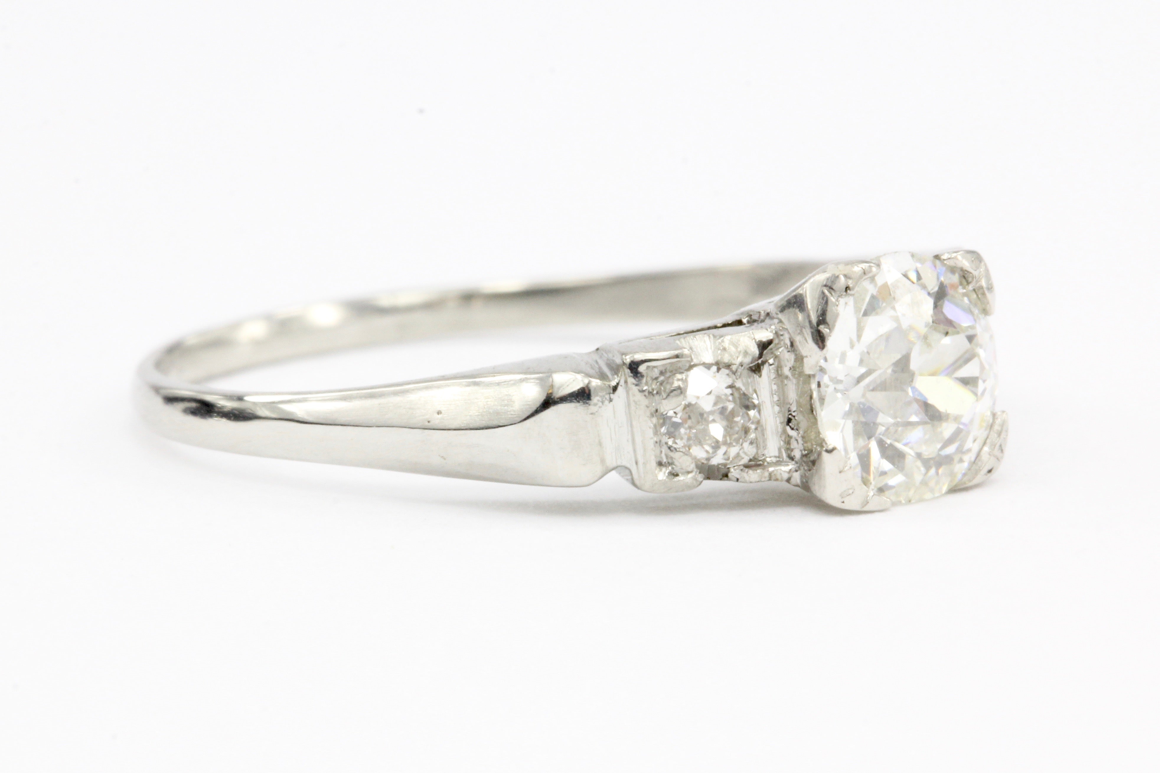 Art Deco Platinum Old European Cut Diamond Engagement Ring c.1930's - Queen May