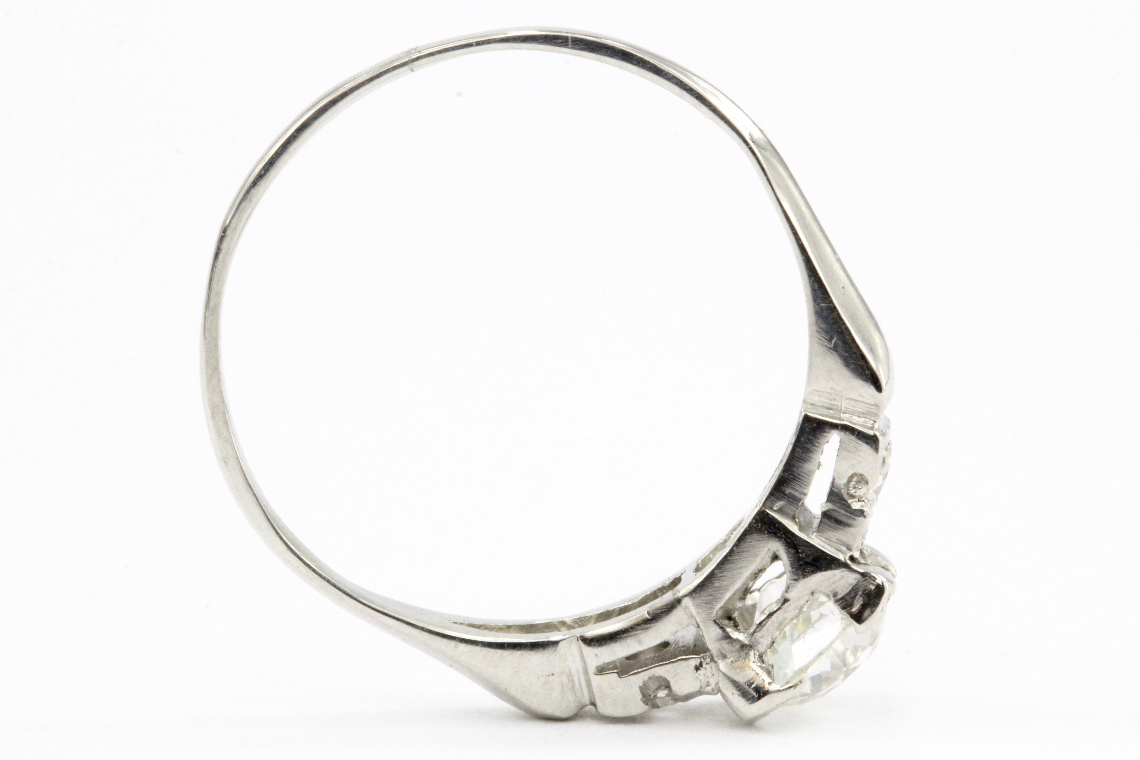 Art Deco Platinum Old European Cut Diamond Engagement Ring c.1930's - Queen May