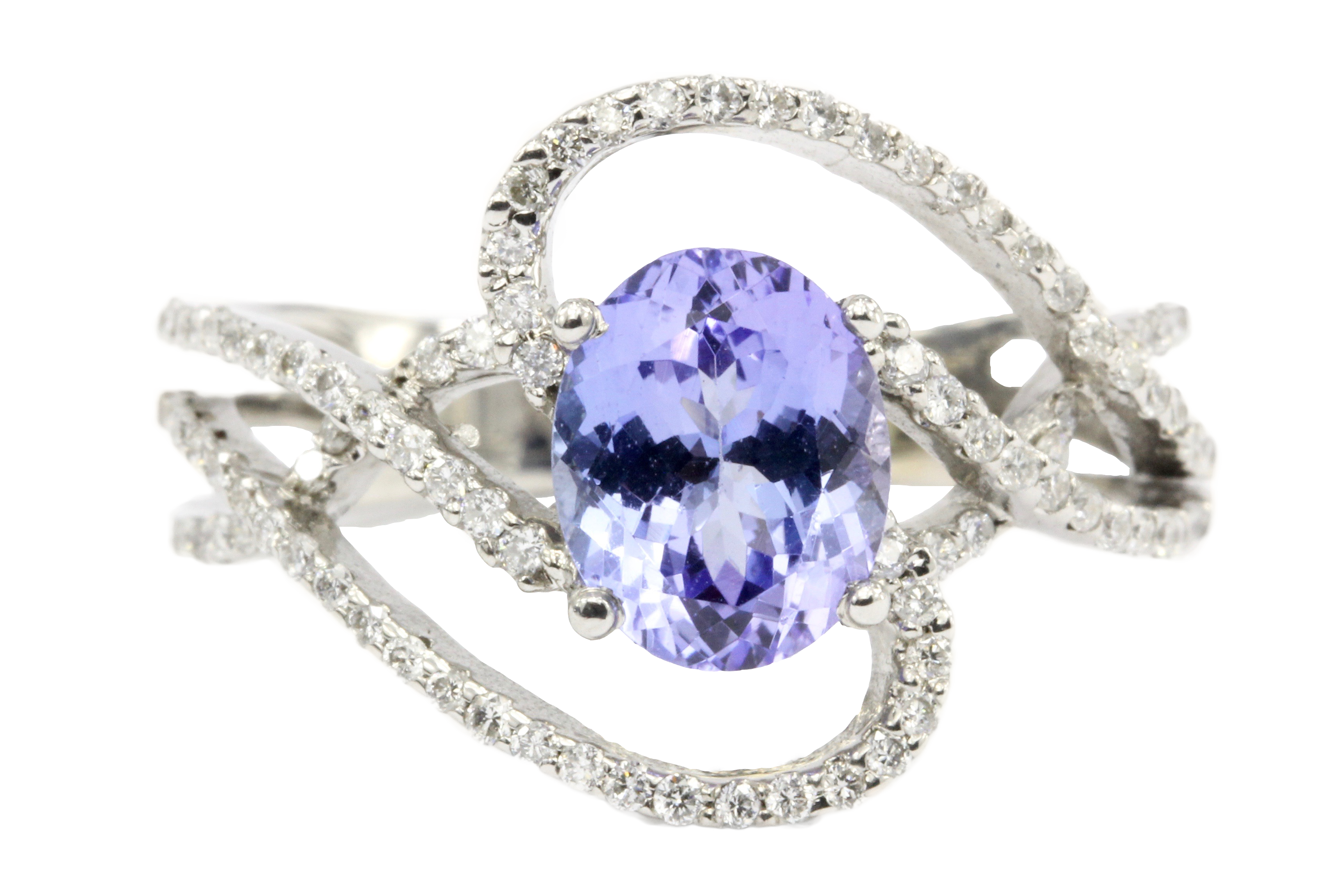 18k White Gold 2.01 Carat Tanzanite Diamond Ring w/ Papers Size 8.75 - Queen May