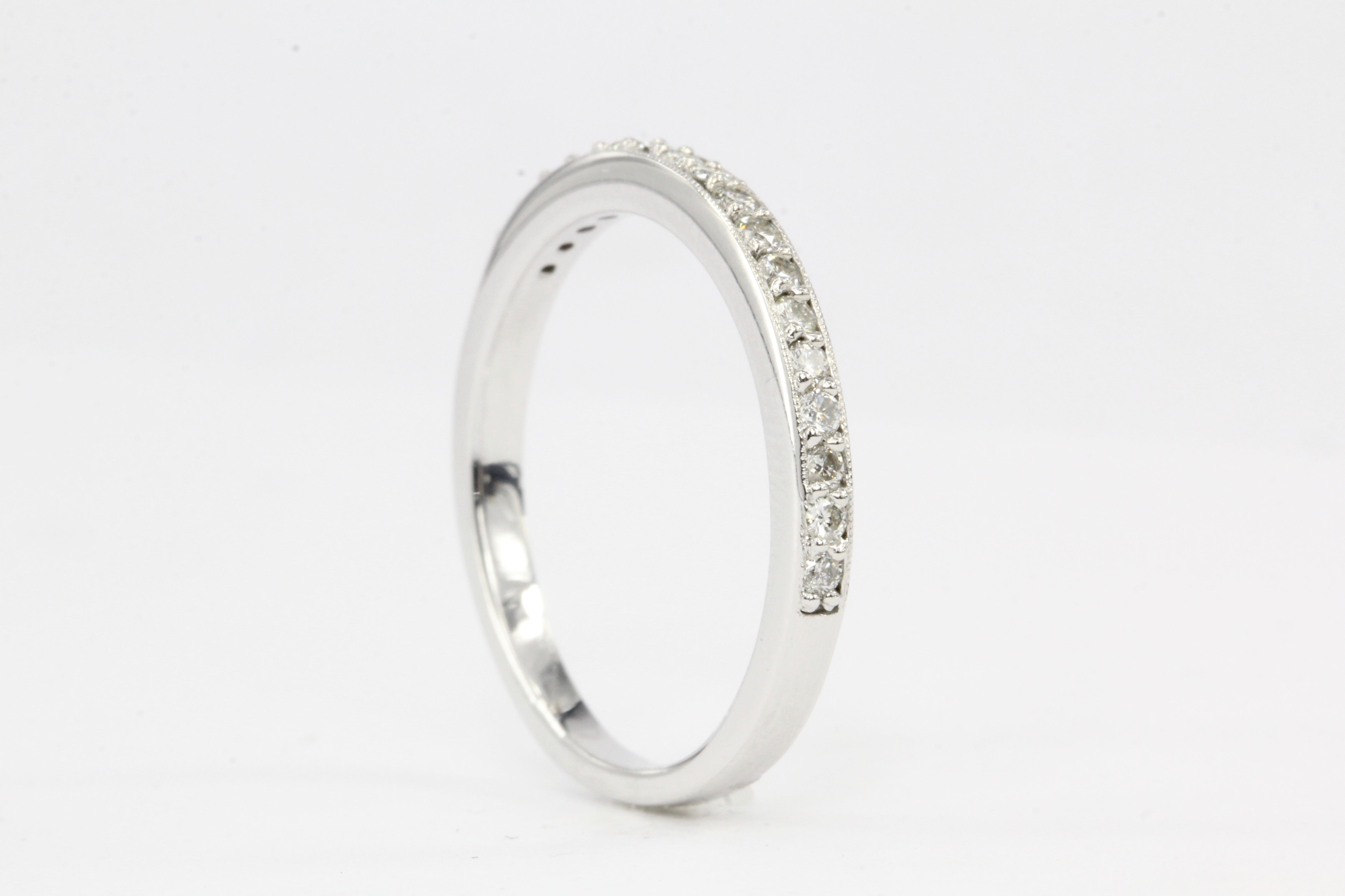 14K White Gold .20 Carat Diamond Half Band Size 8 - Queen May