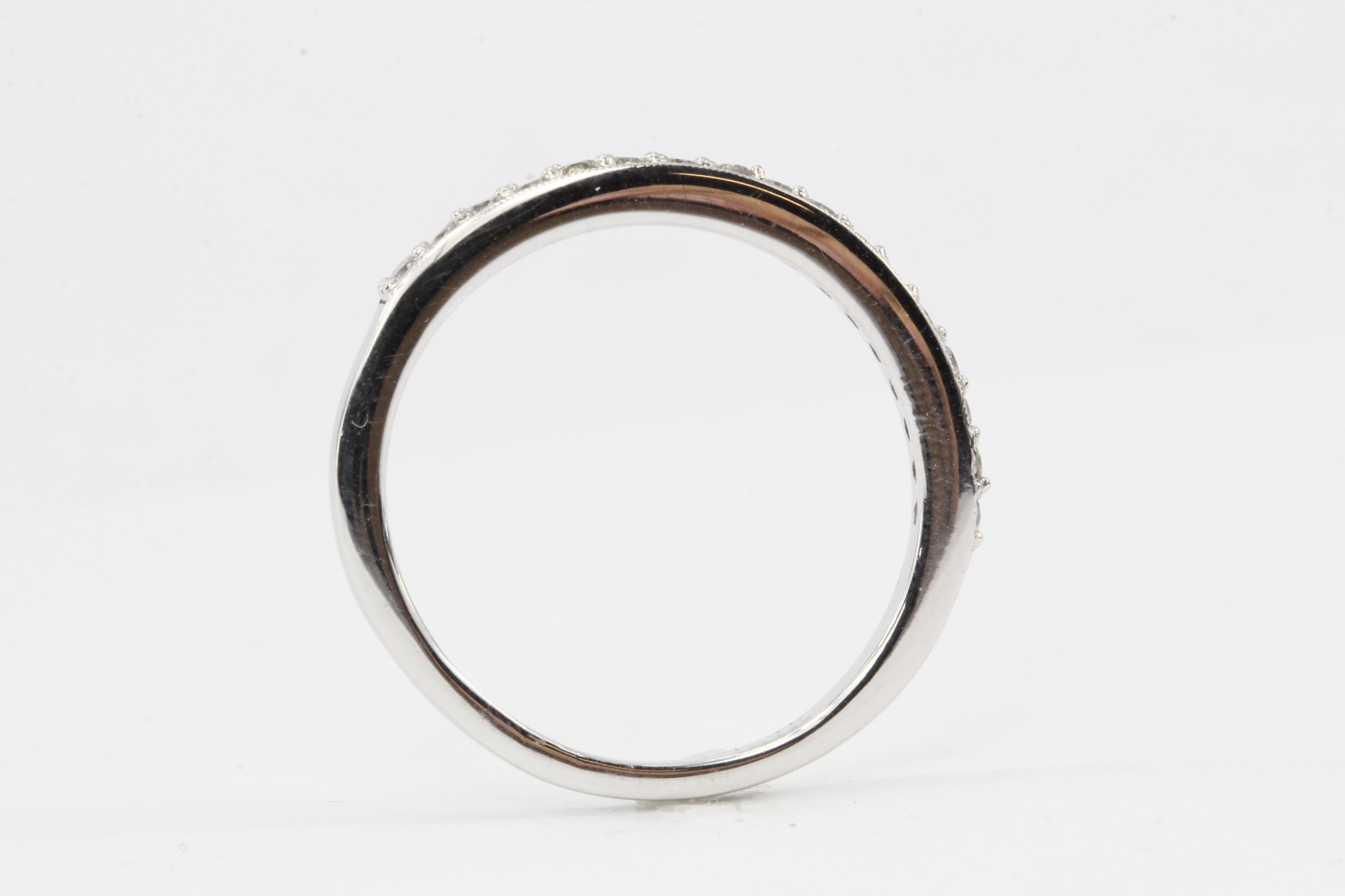 14K White Gold .20 Carat Diamond Half Band Size 8 - Queen May