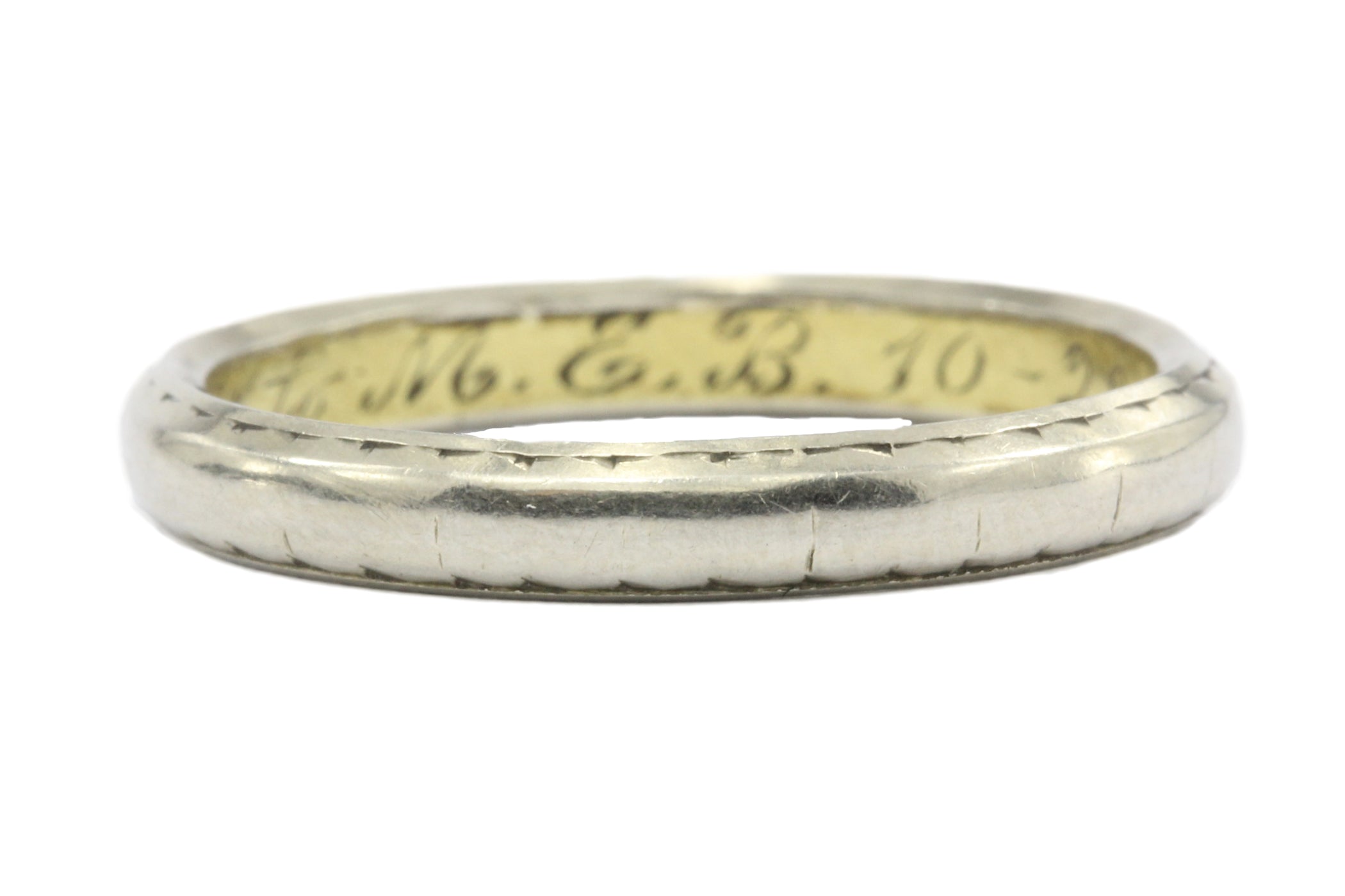 Art Deco Platinum + 18K Gold Band Ring Size 7 c.1919 - Queen May