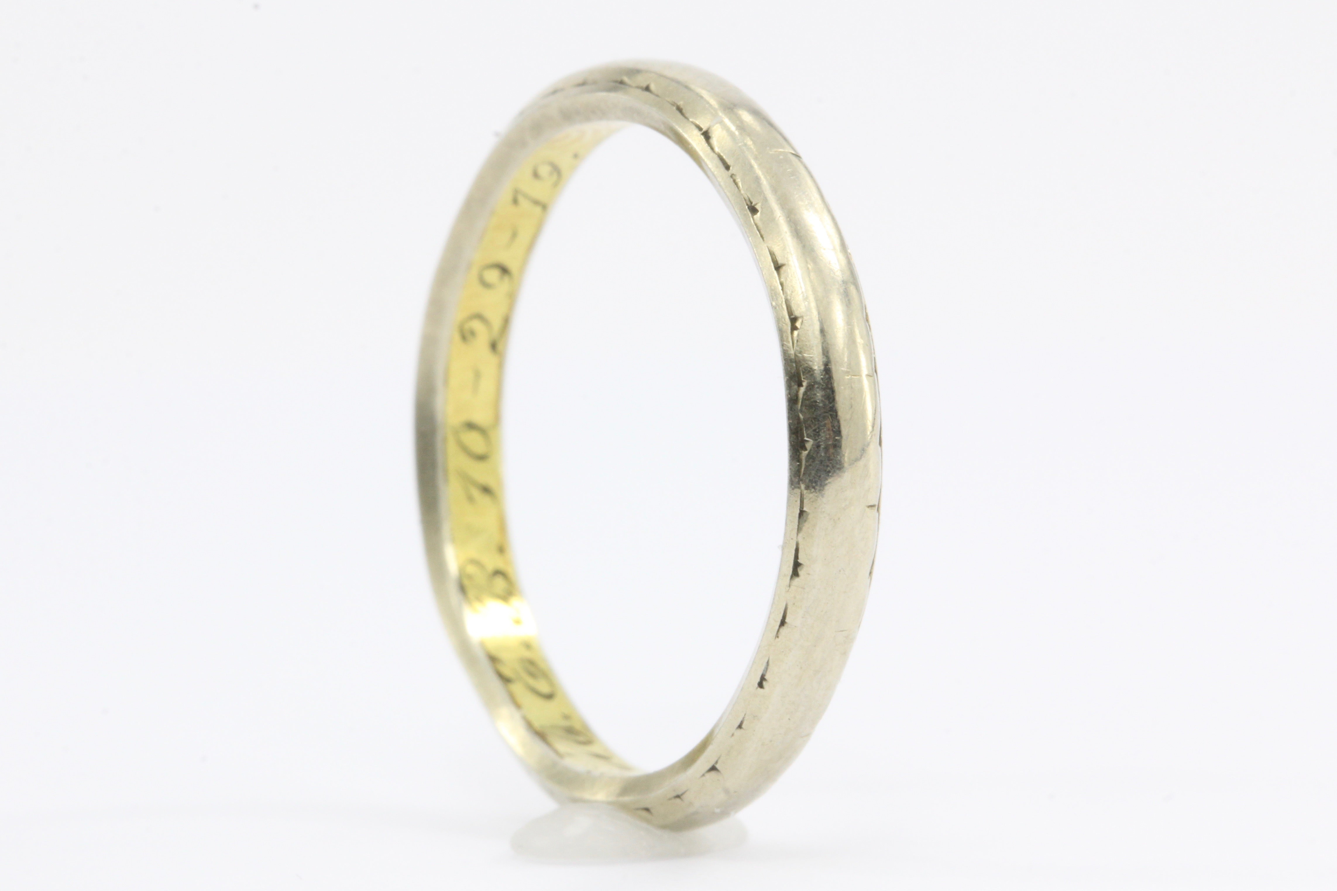 Art Deco Platinum + 18K Gold Band Ring Size 7 c.1919 - Queen May