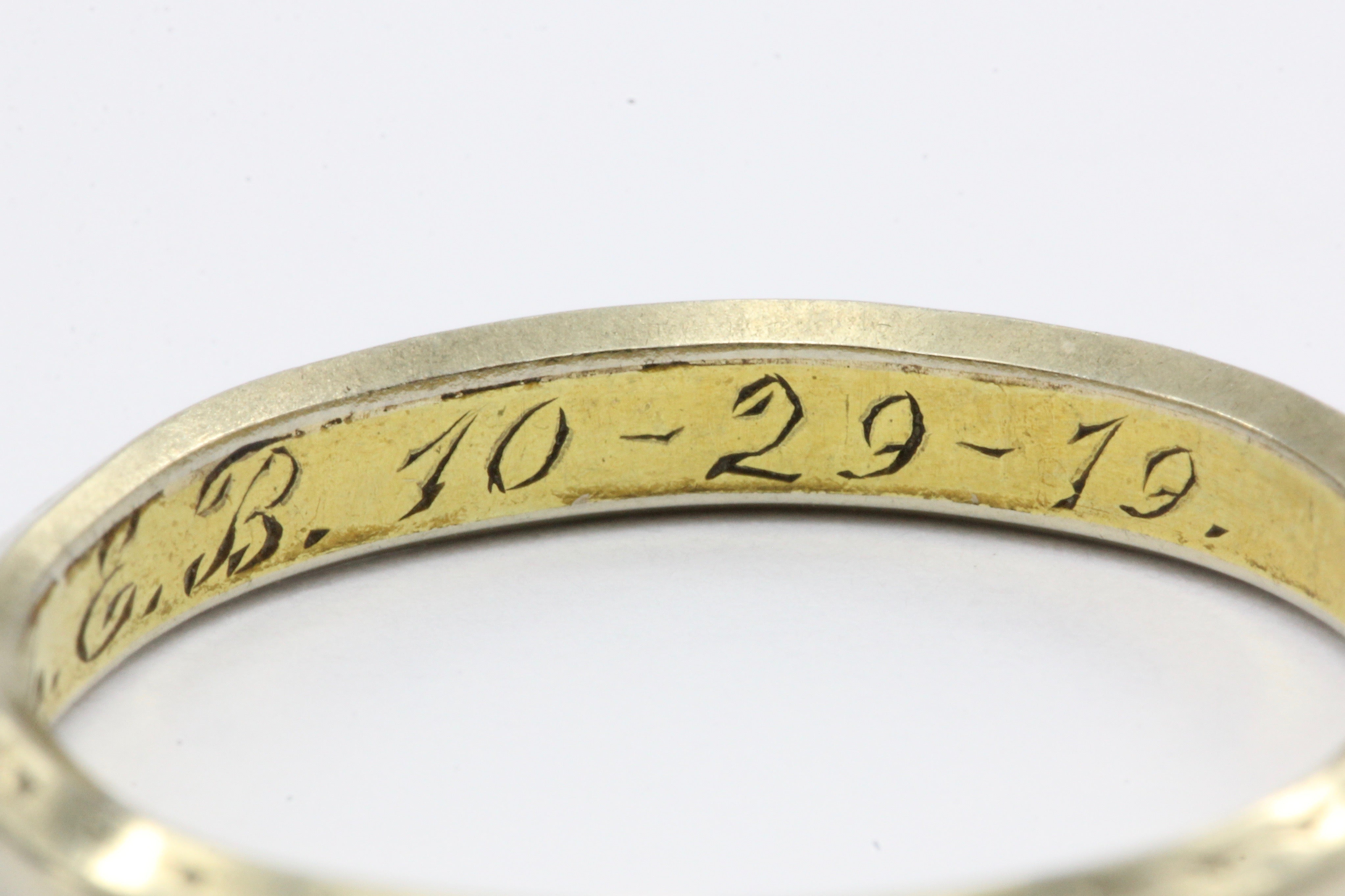 Art Deco Platinum + 18K Gold Band Ring Size 7 c.1919 - Queen May