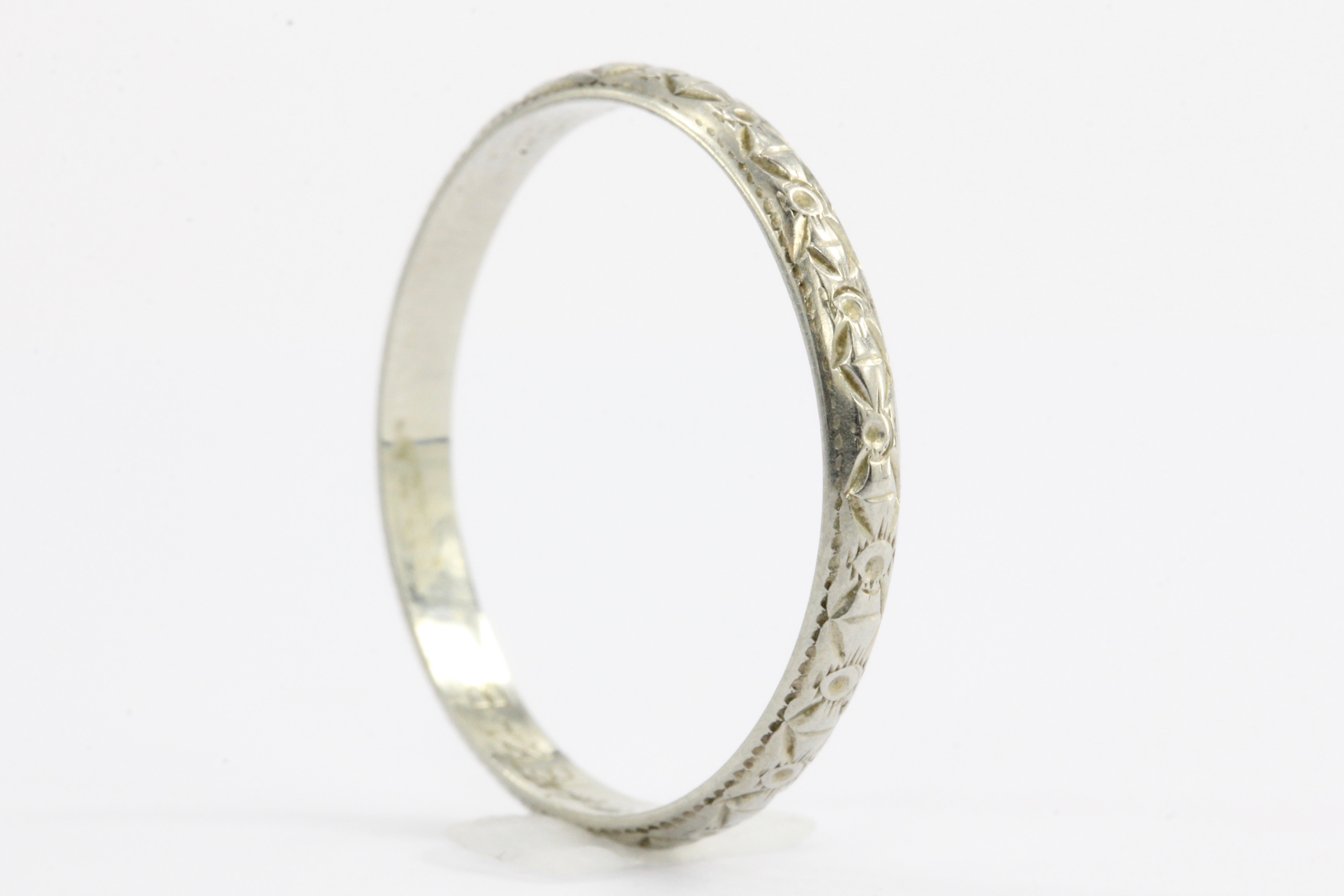 Art Deco 18K White Gold Wedding Band size 7.25 c.1930's - Queen May
