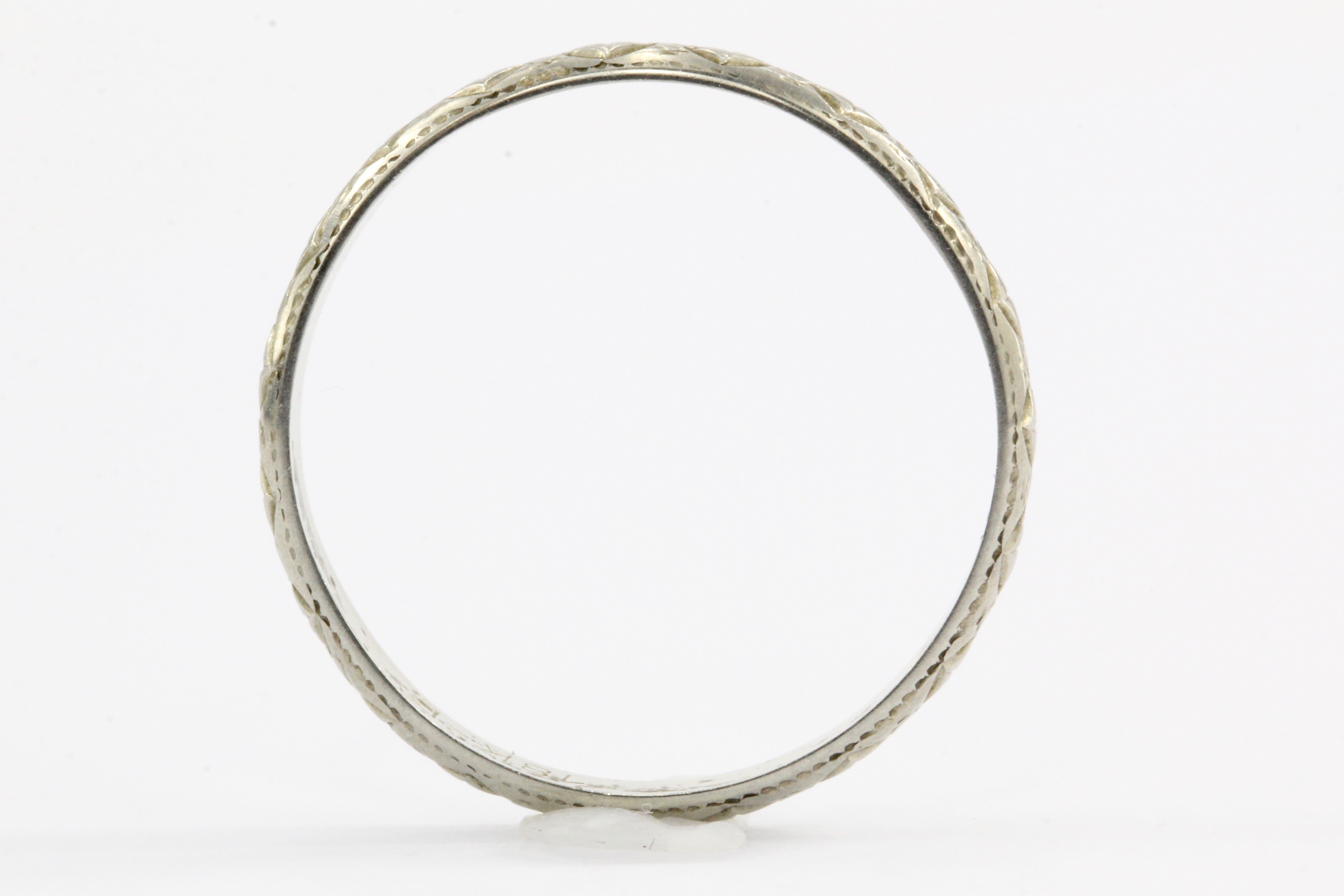 Art Deco 18K White Gold Wedding Band size 7.25 c.1930's - Queen May