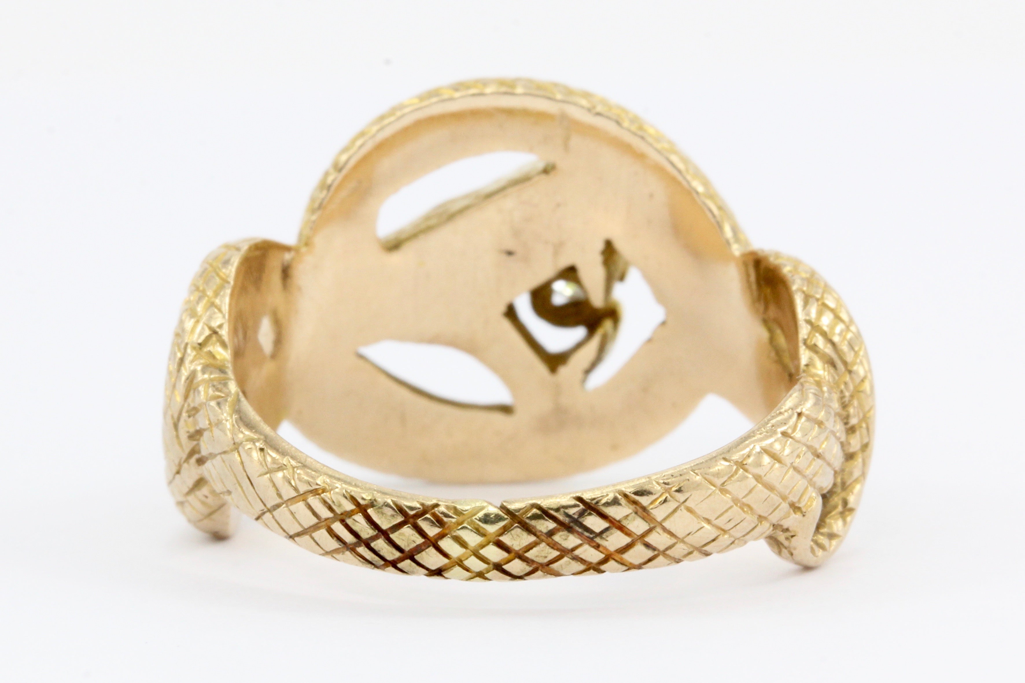Victorian 14K Gold Diamond Curled Snake Ring c.1880 - Queen May