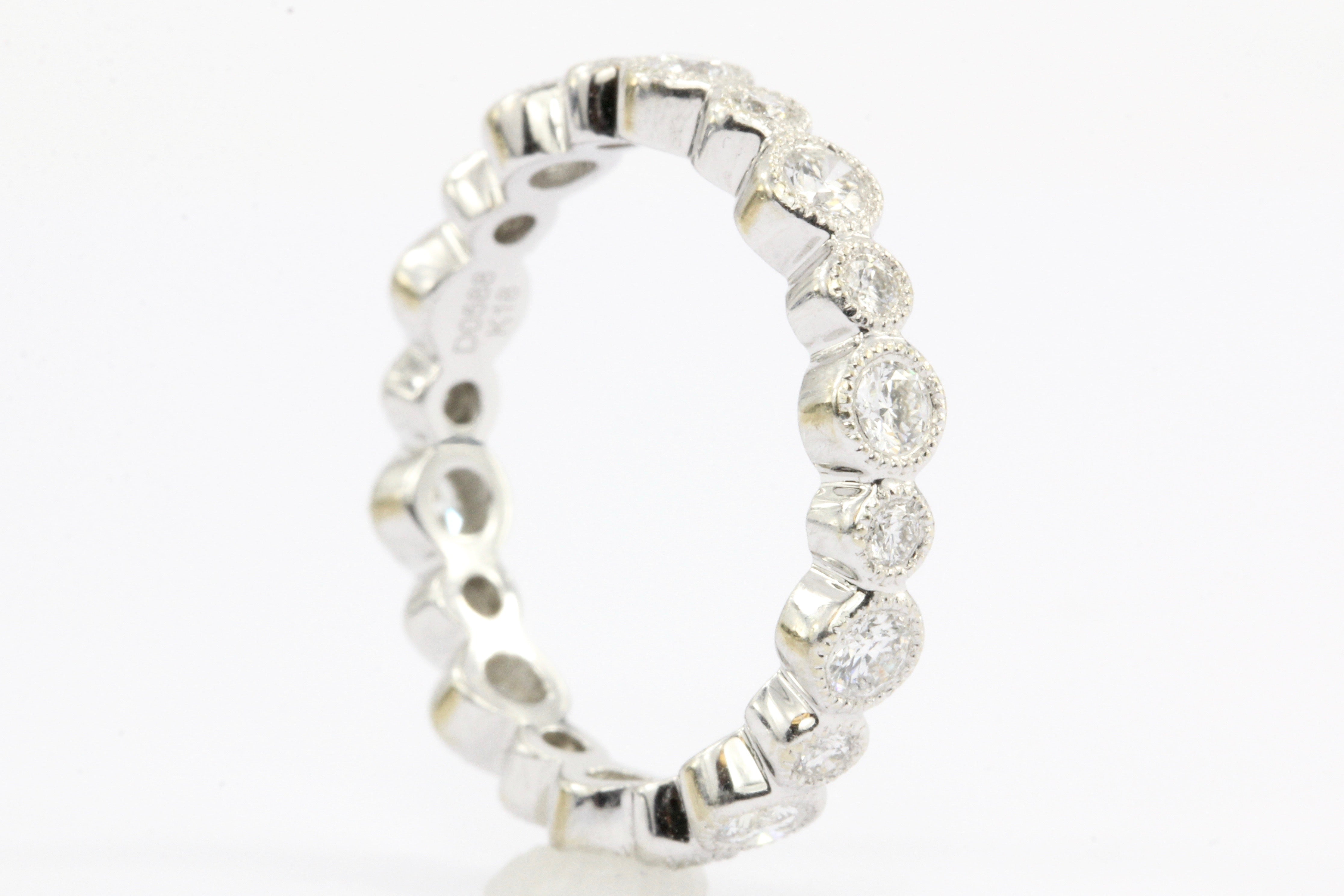 18K White Gold 1 CTW Diamond Eternity Band Ring Size 4.25 - Queen May