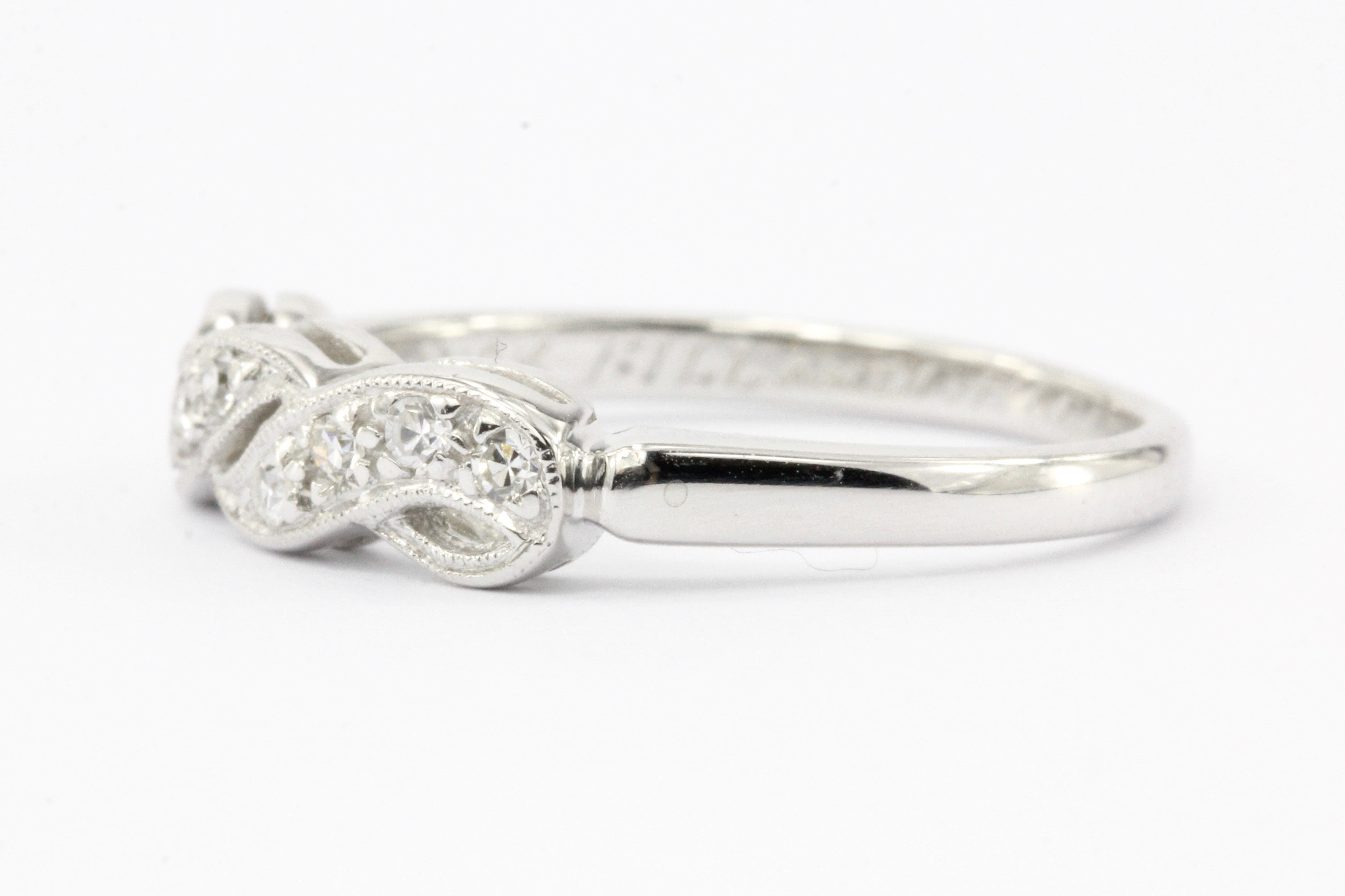 Art Nouveau 14K White Gold Diamond Wedding Band c.1917 - Queen May