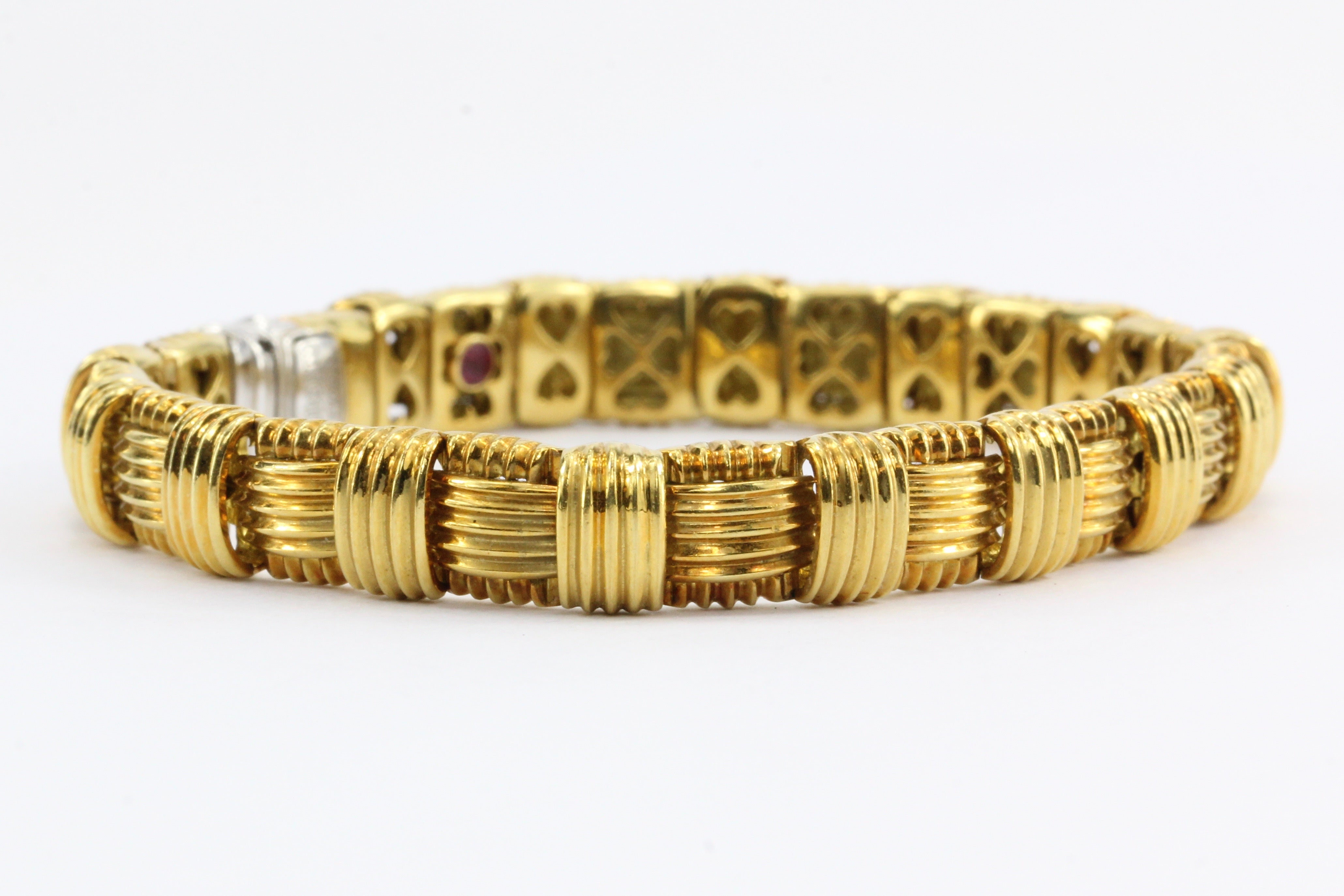 Roberto Coin 18K Gold & Diamond Appassionata 1 Row Woven Bracelet - Queen May