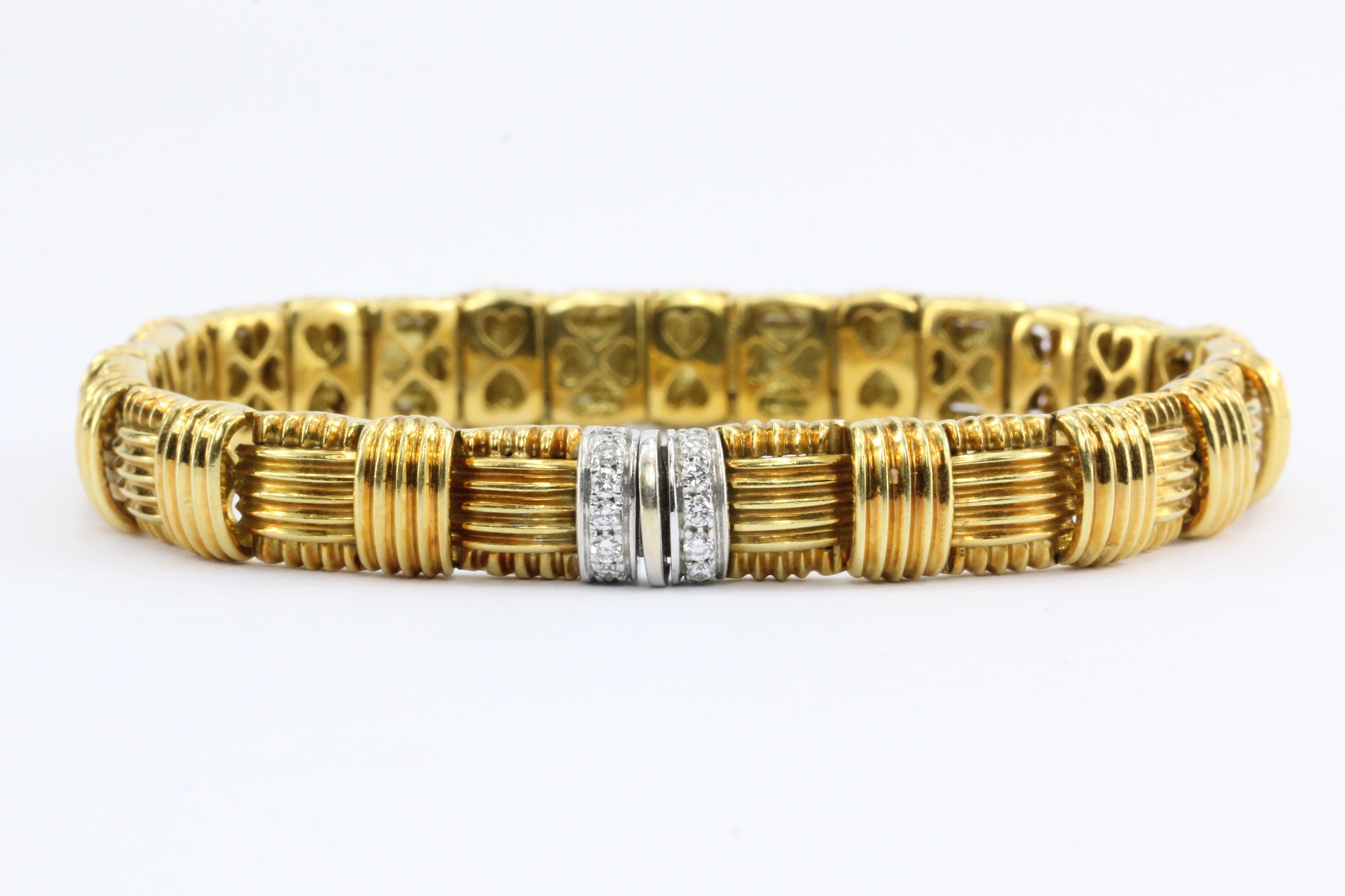 Roberto Coin 18K Gold & Diamond Appassionata 1 Row Woven Bracelet - Queen May