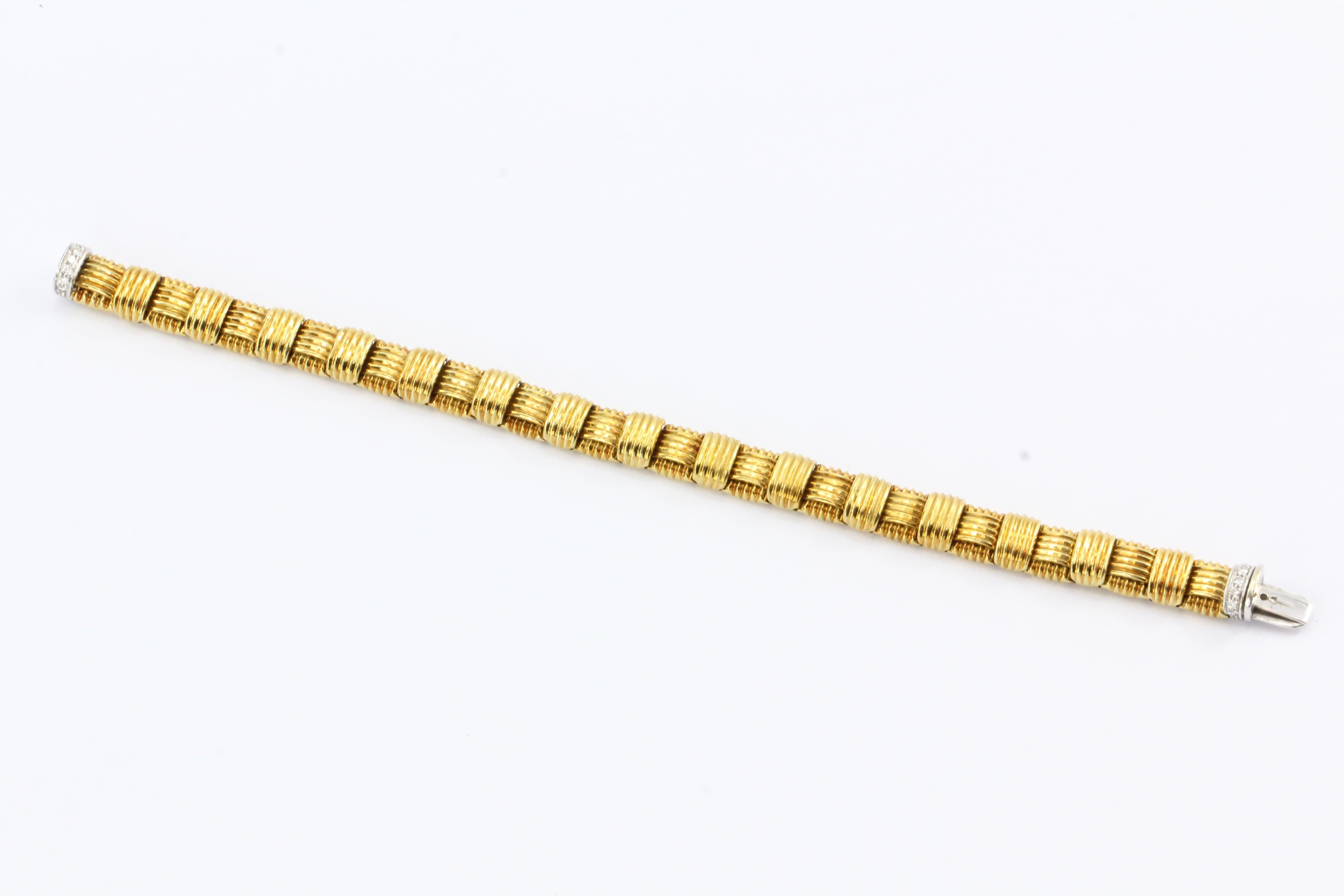 Roberto Coin 18K Gold & Diamond Appassionata 1 Row Woven Bracelet - Queen May