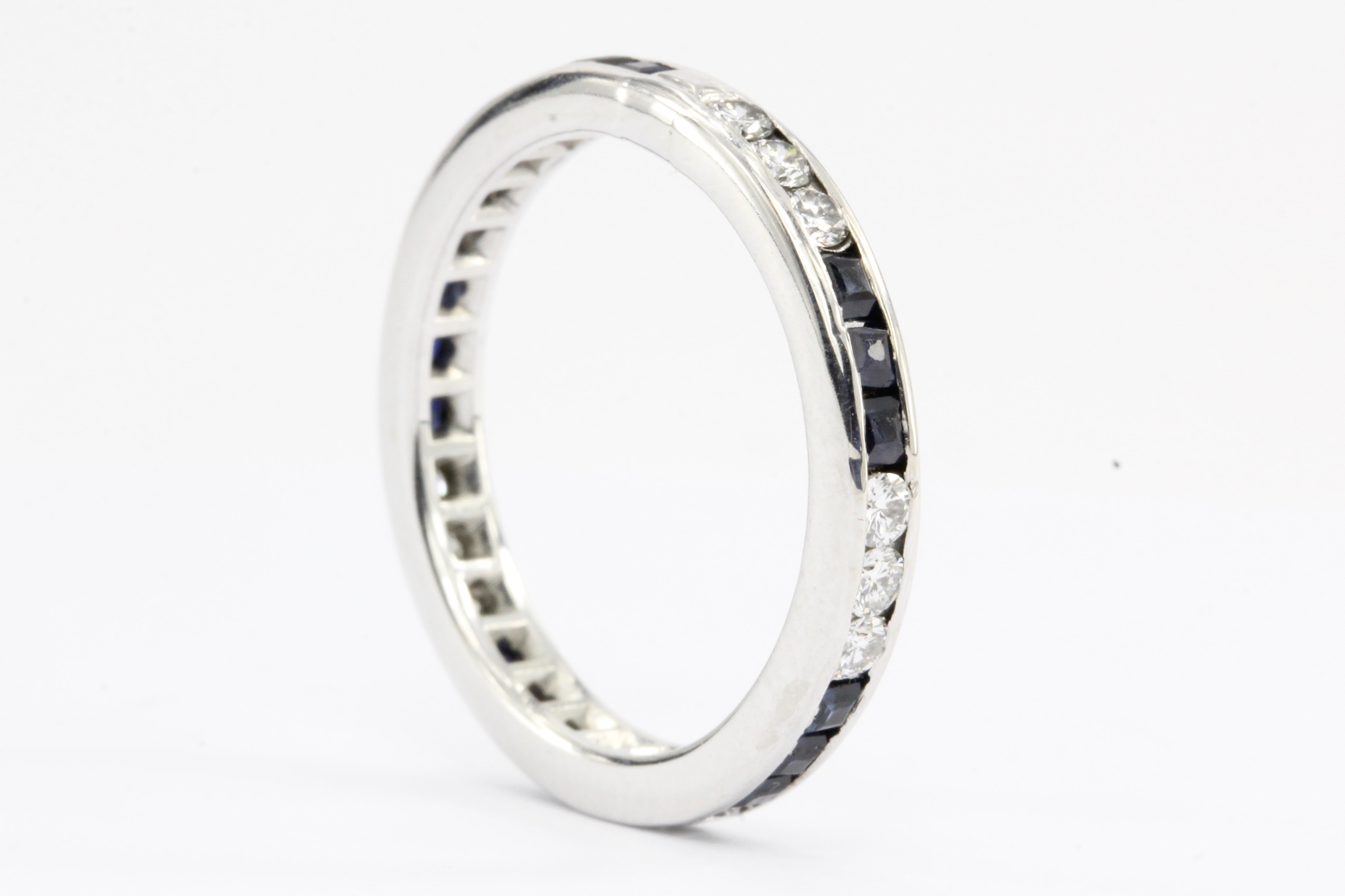 Platinum Diamond & Sapphire 1 CTW Eternity Band Size 6.75 - Queen May