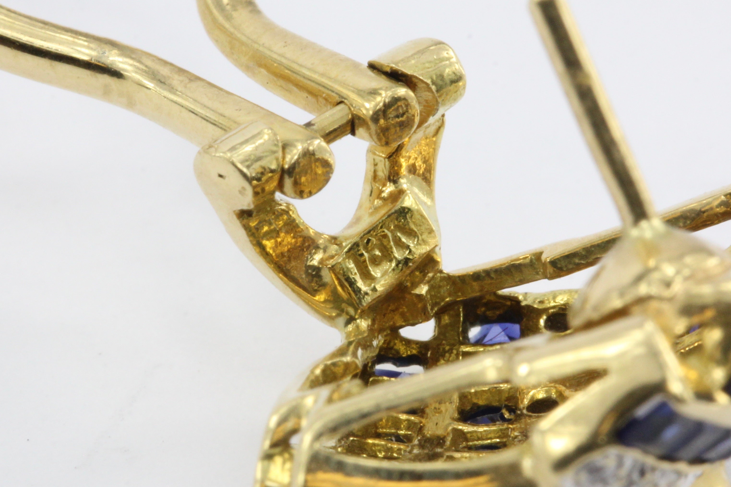18K Yellow Gold Natural Sapphire and Diamond Earrings - Queen May