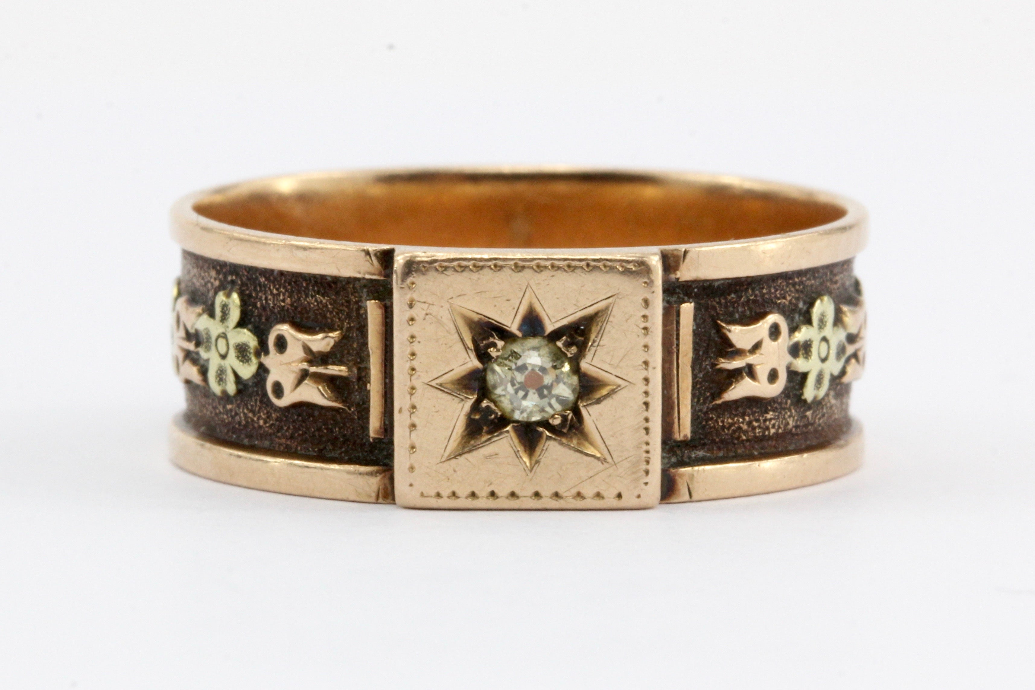 Victorian 14k Rose/ Yellow Gold Old Mine Cut Diamond Mens Ring / Band - Queen May