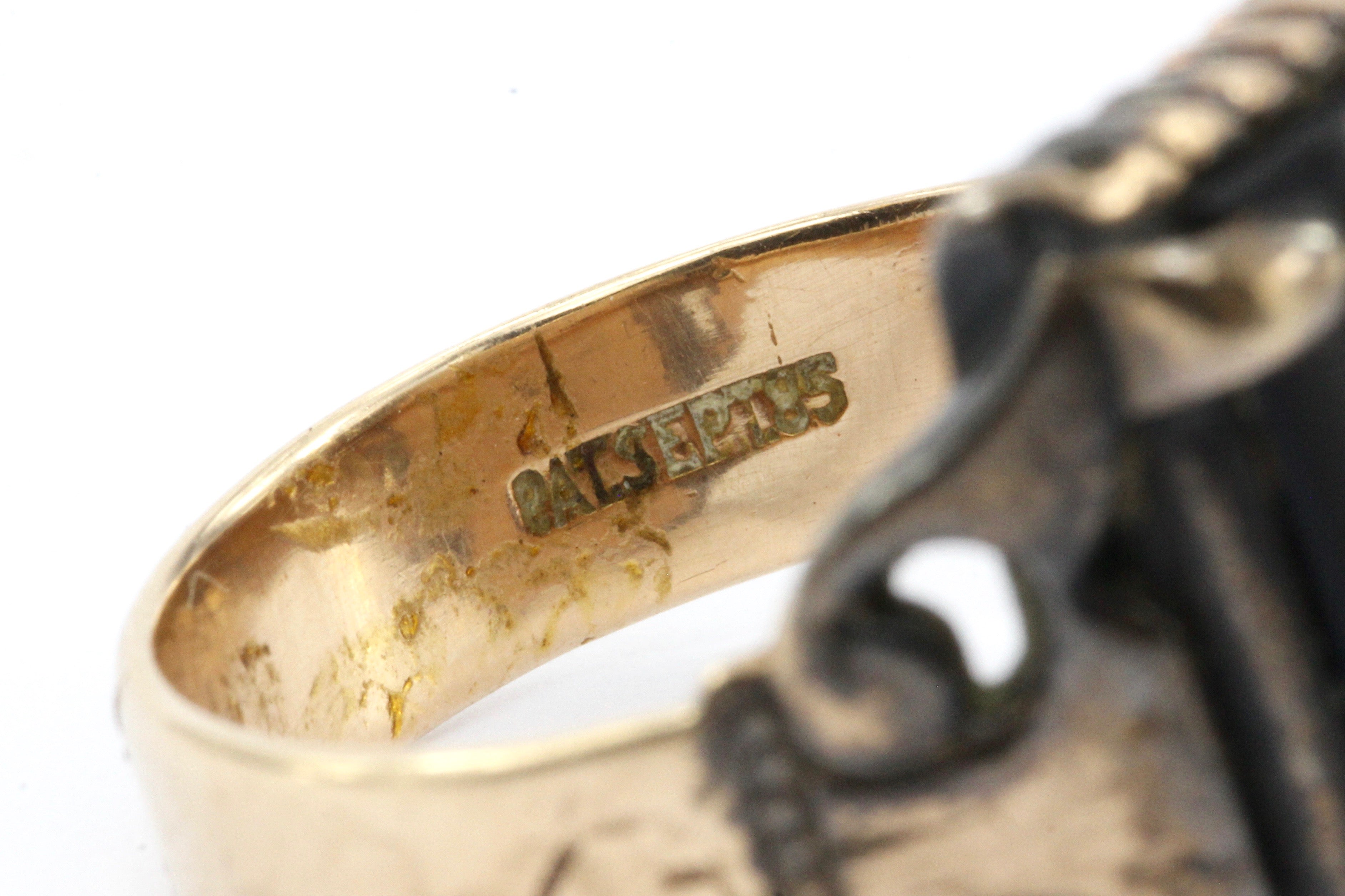 Victorian 14K Rose Gold Letter B Onyx Signet Ring c.1885 - Queen May