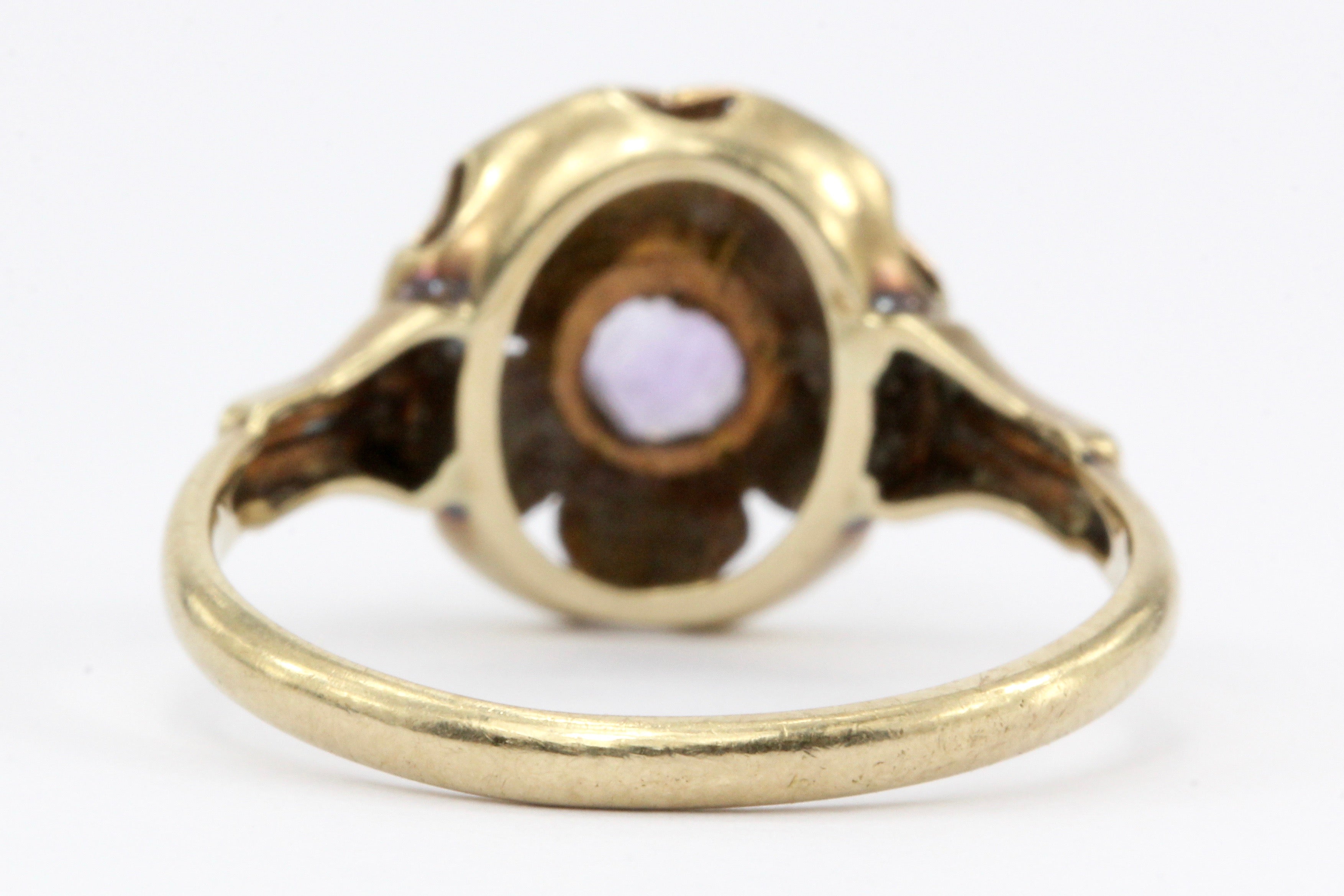 Art Deco ESEMCO 10K Rose & Green Gold Amethyst Flower Ring c.1920's - Queen May