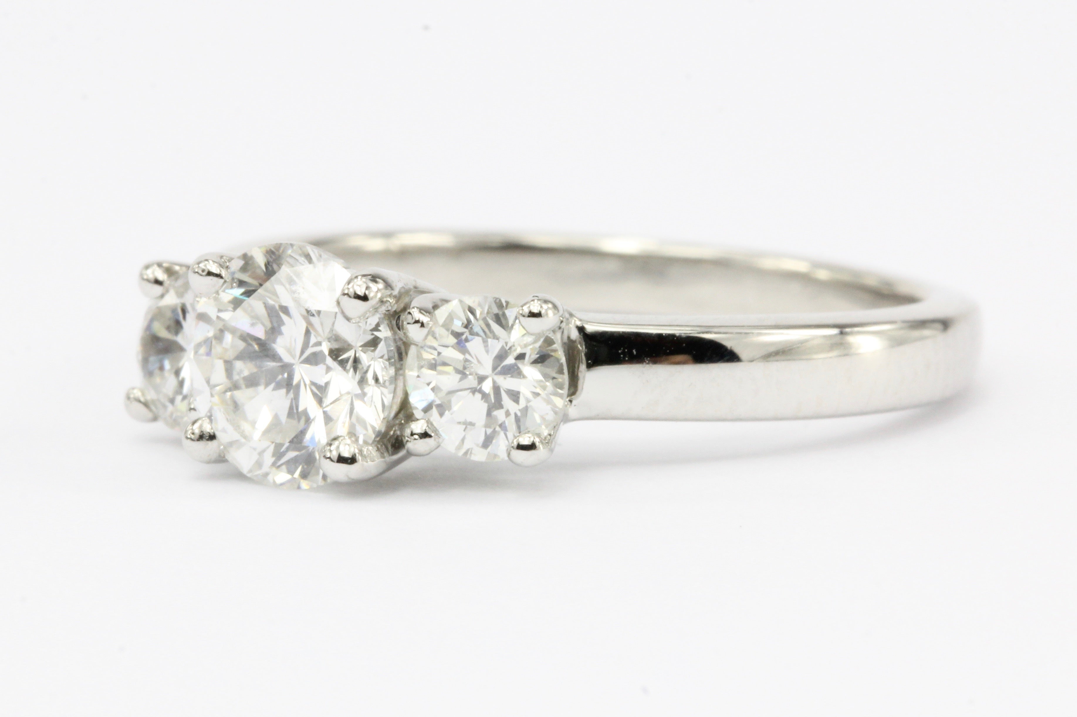 Platinum 3 Stone Diamond Engagement Ring 1.5 CTW - Queen May