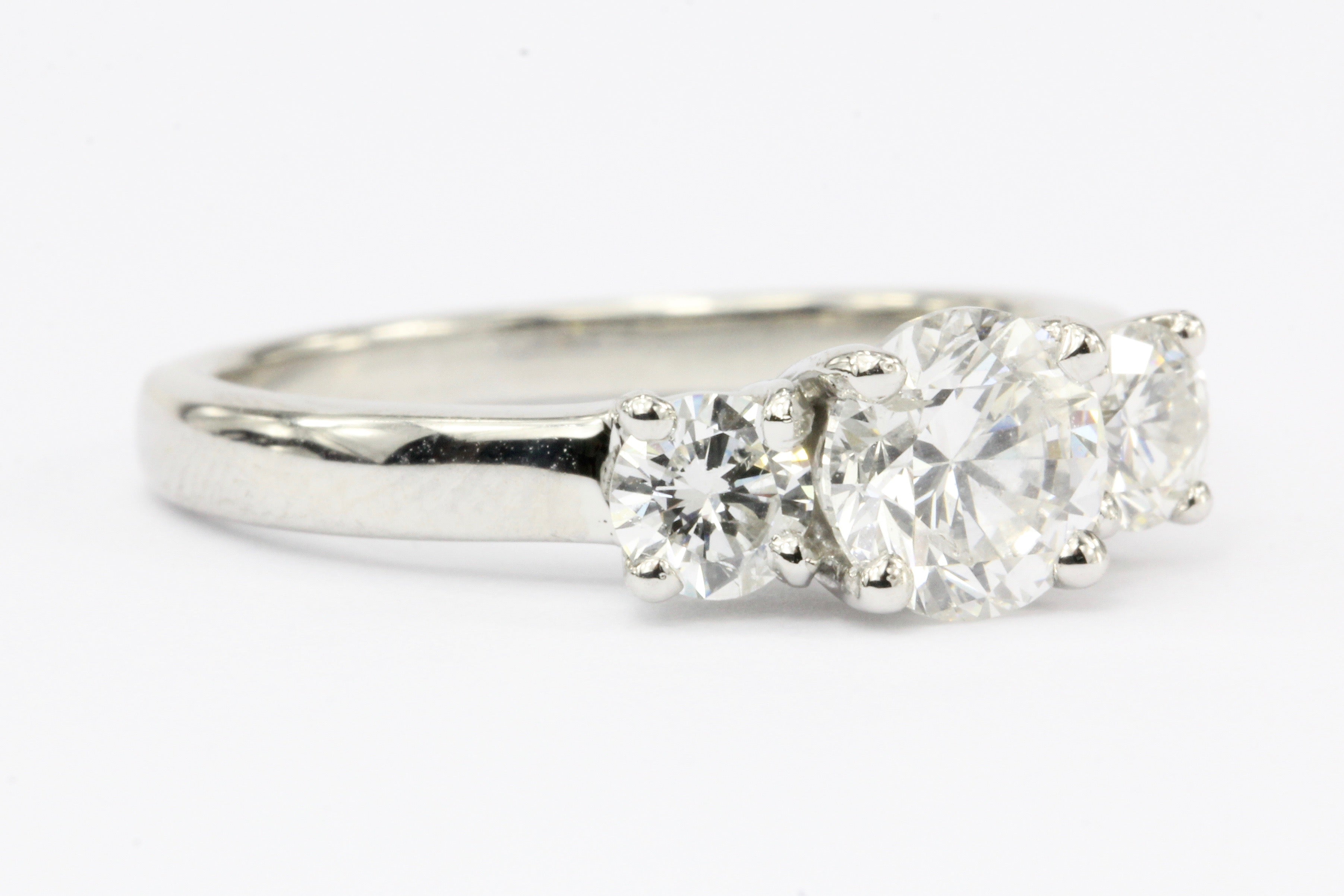 Platinum 3 Stone Diamond Engagement Ring 1.5 CTW - Queen May