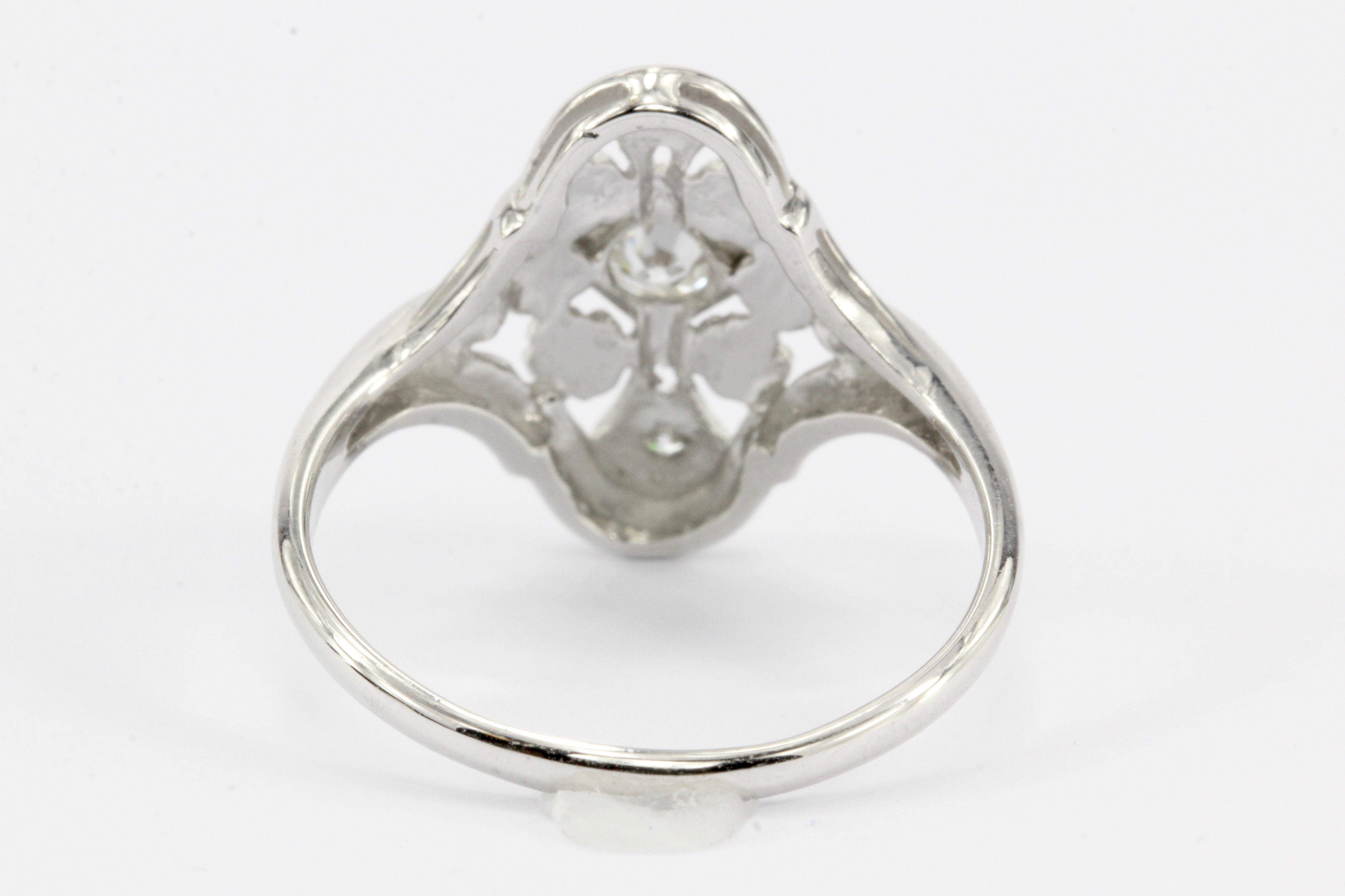 Art Deco 14K White Gold Old European Cut Diamond Engagement Ring c.1920's - Queen May