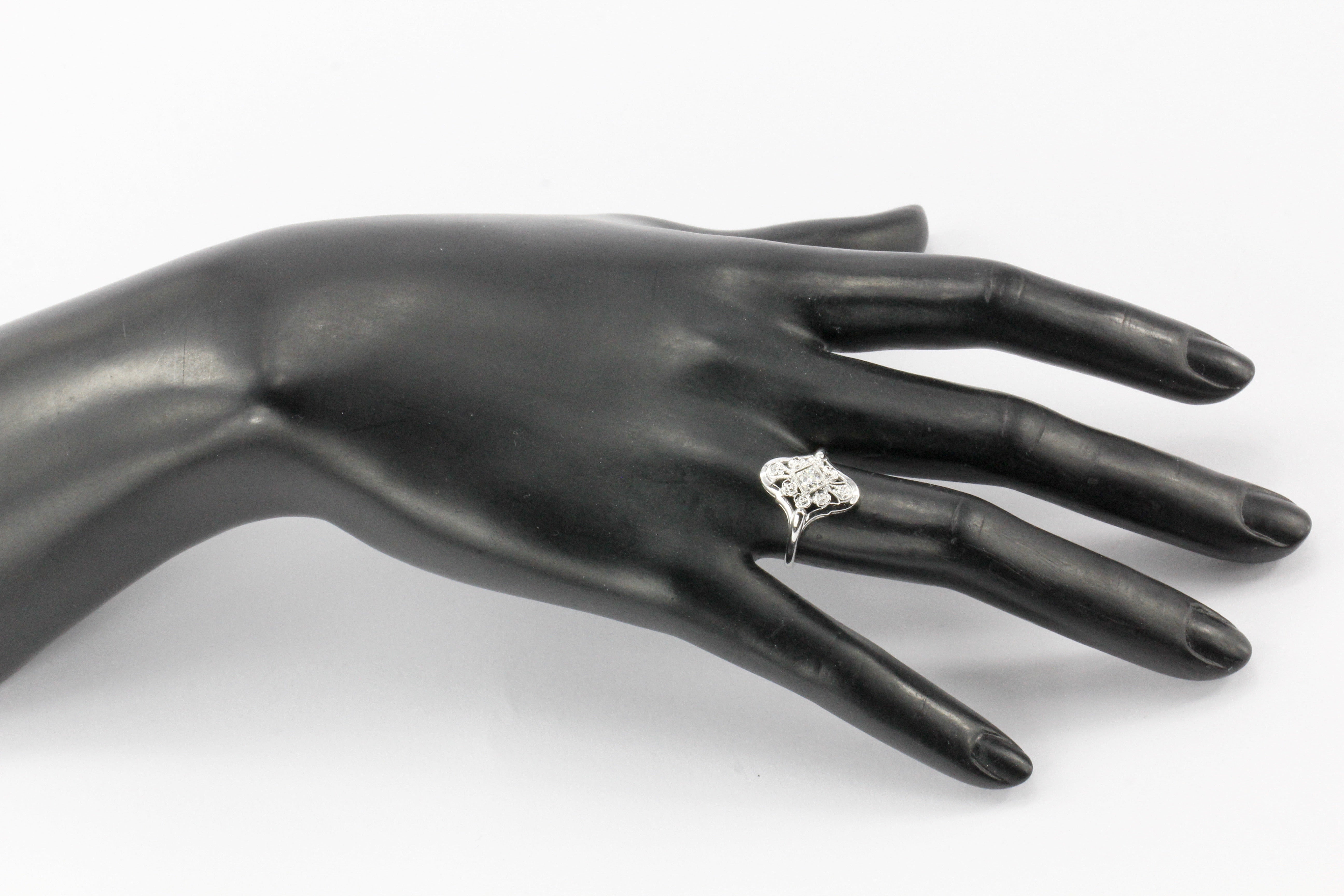 Art Deco 14K White Gold Old European Cut Diamond Engagement Ring c.1920's - Queen May