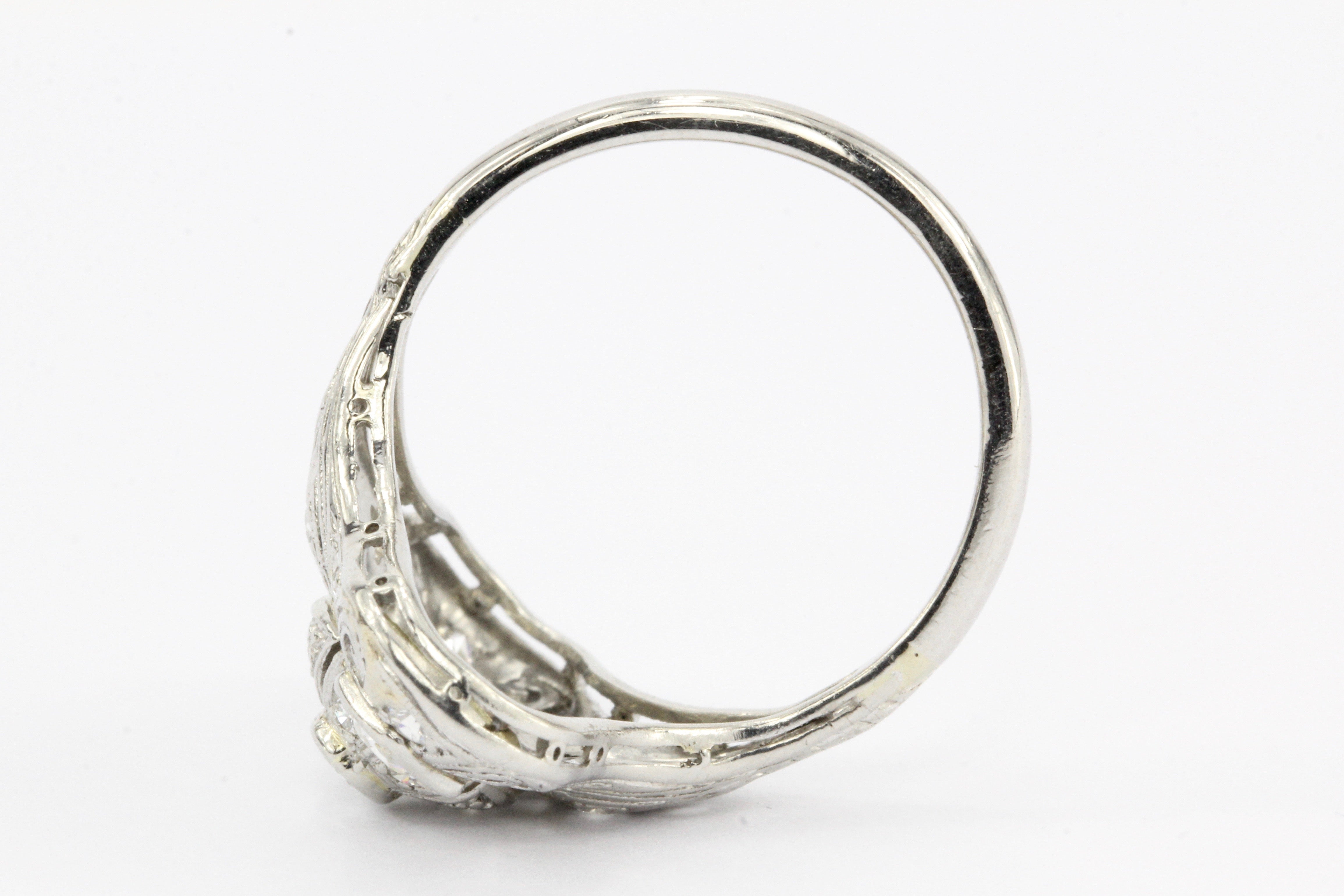 Art Deco Platinum Diamond Filigree Ring c.1930's - Queen May