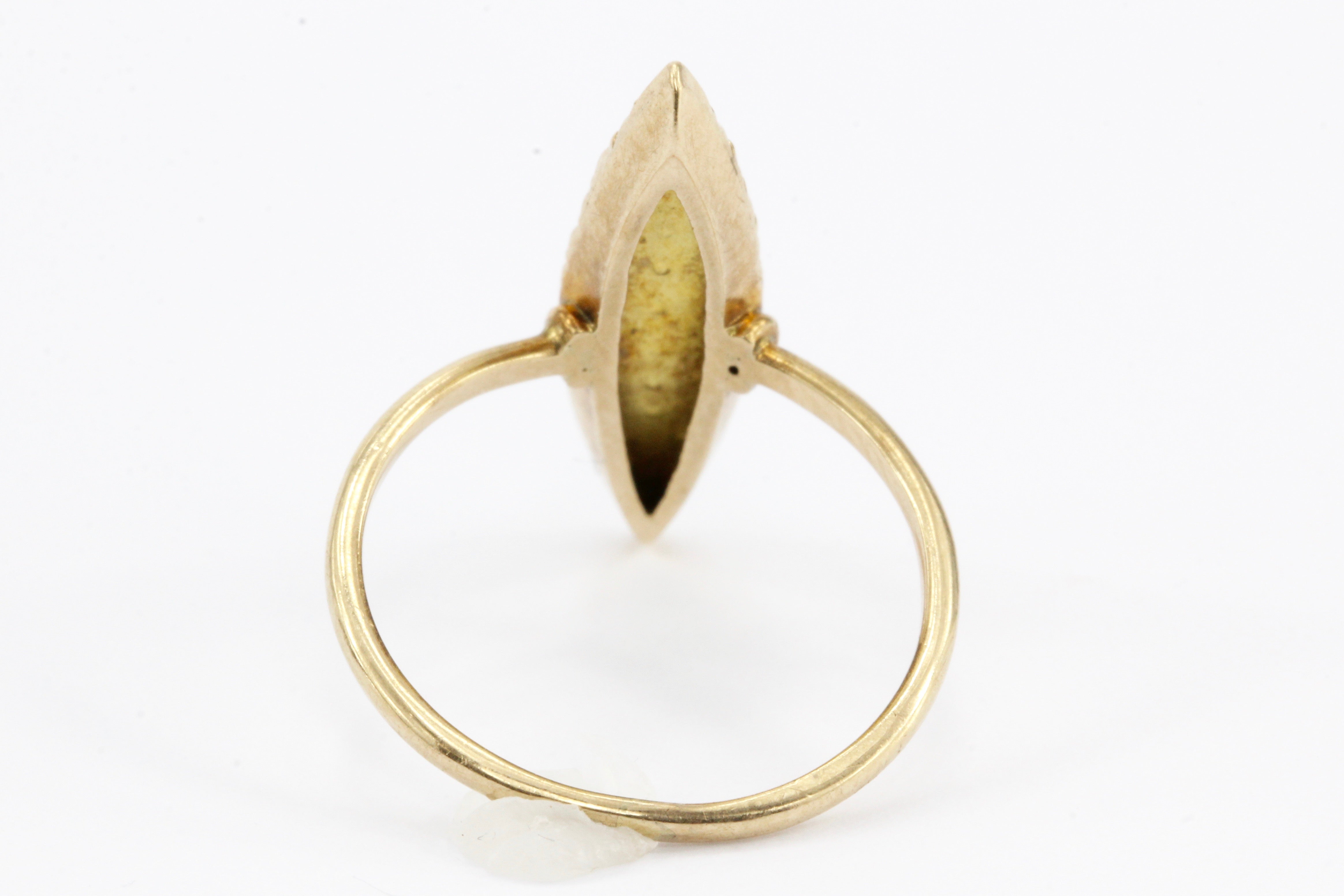 Victorian 10K Rose Gold Seed Pearl Navette Ring c.1890's - Queen May