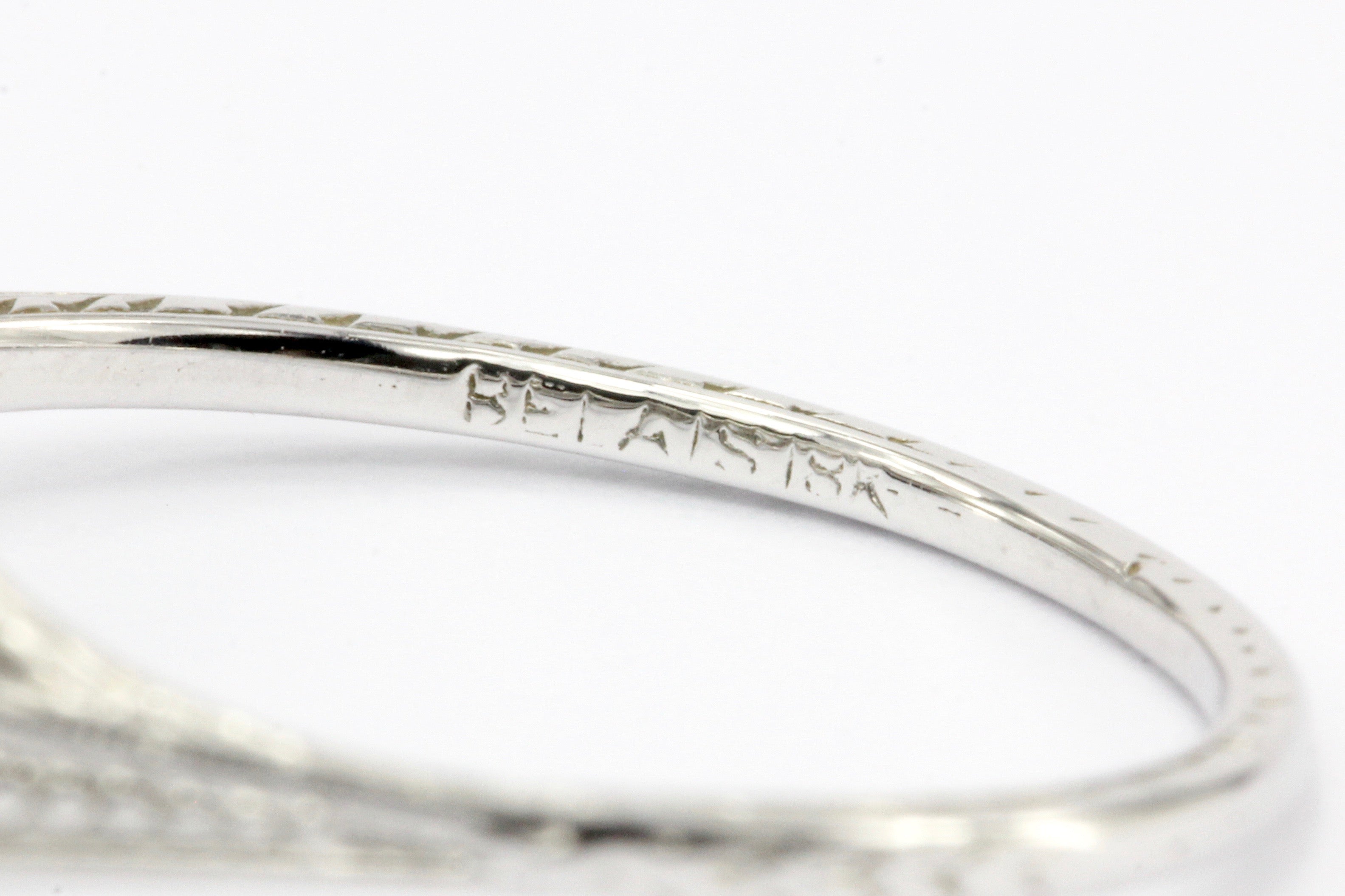 Art Deco 18K White Gold Belais Old European Cut Diamond Engagement Ring 1920's - Queen May