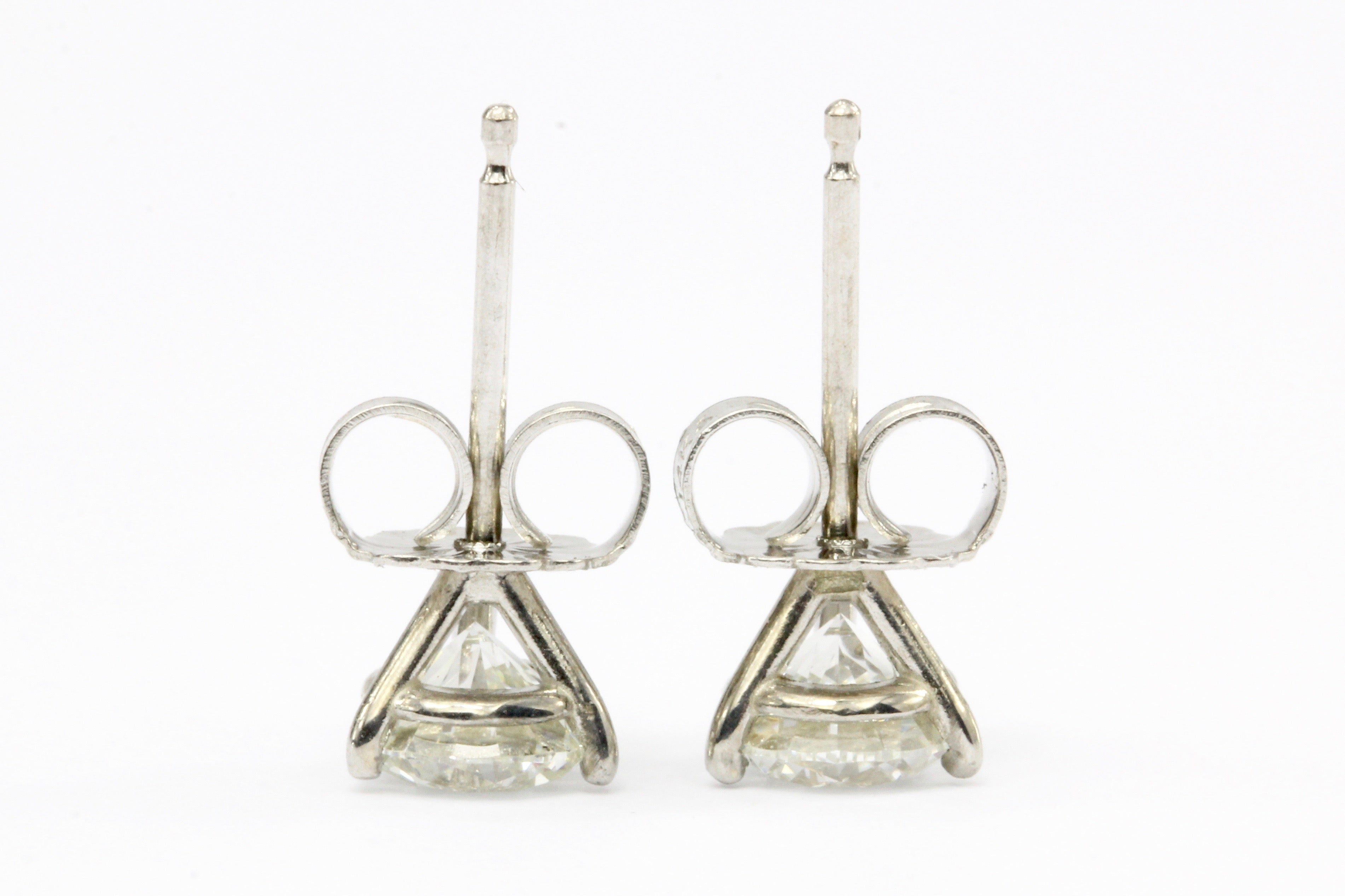 1.06 Carat 14K White Gold Martini Set Diamond Earring Studs - Queen May