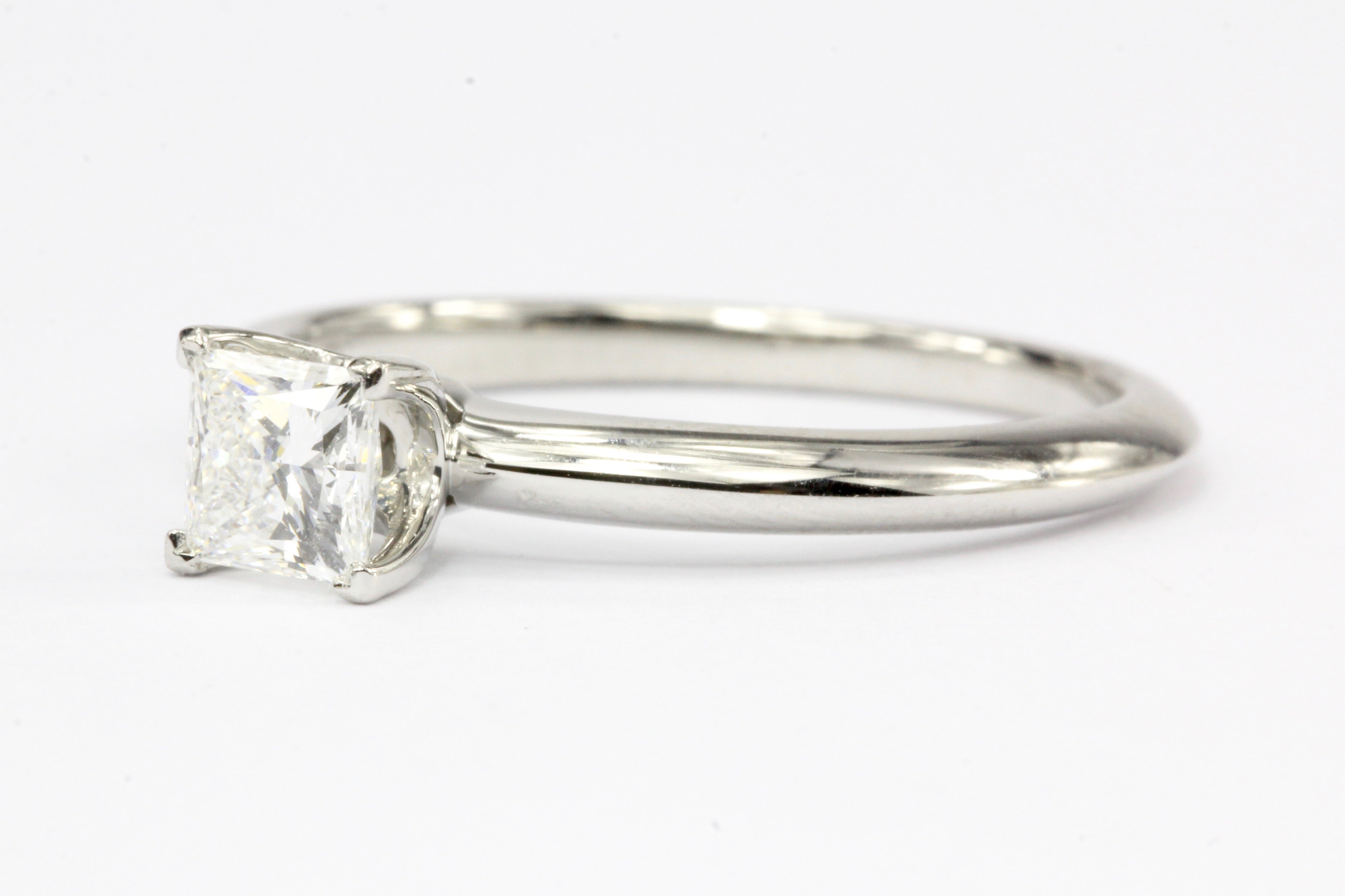 Tiffany & Co Platinum & Princes Cut Diamond Solitaire Engagement Ring - Queen May