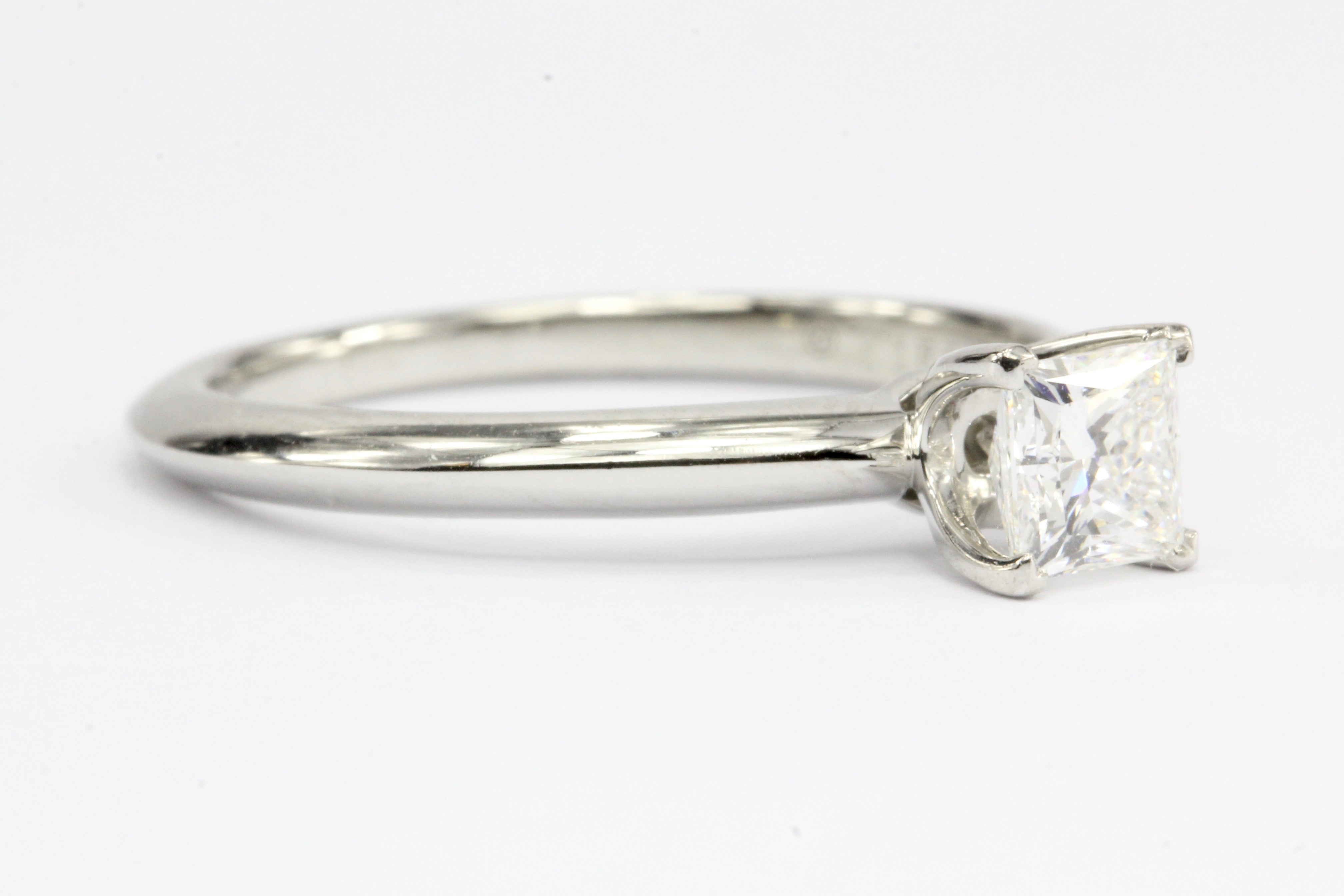 Tiffany & Co Platinum & Princes Cut Diamond Solitaire Engagement Ring - Queen May