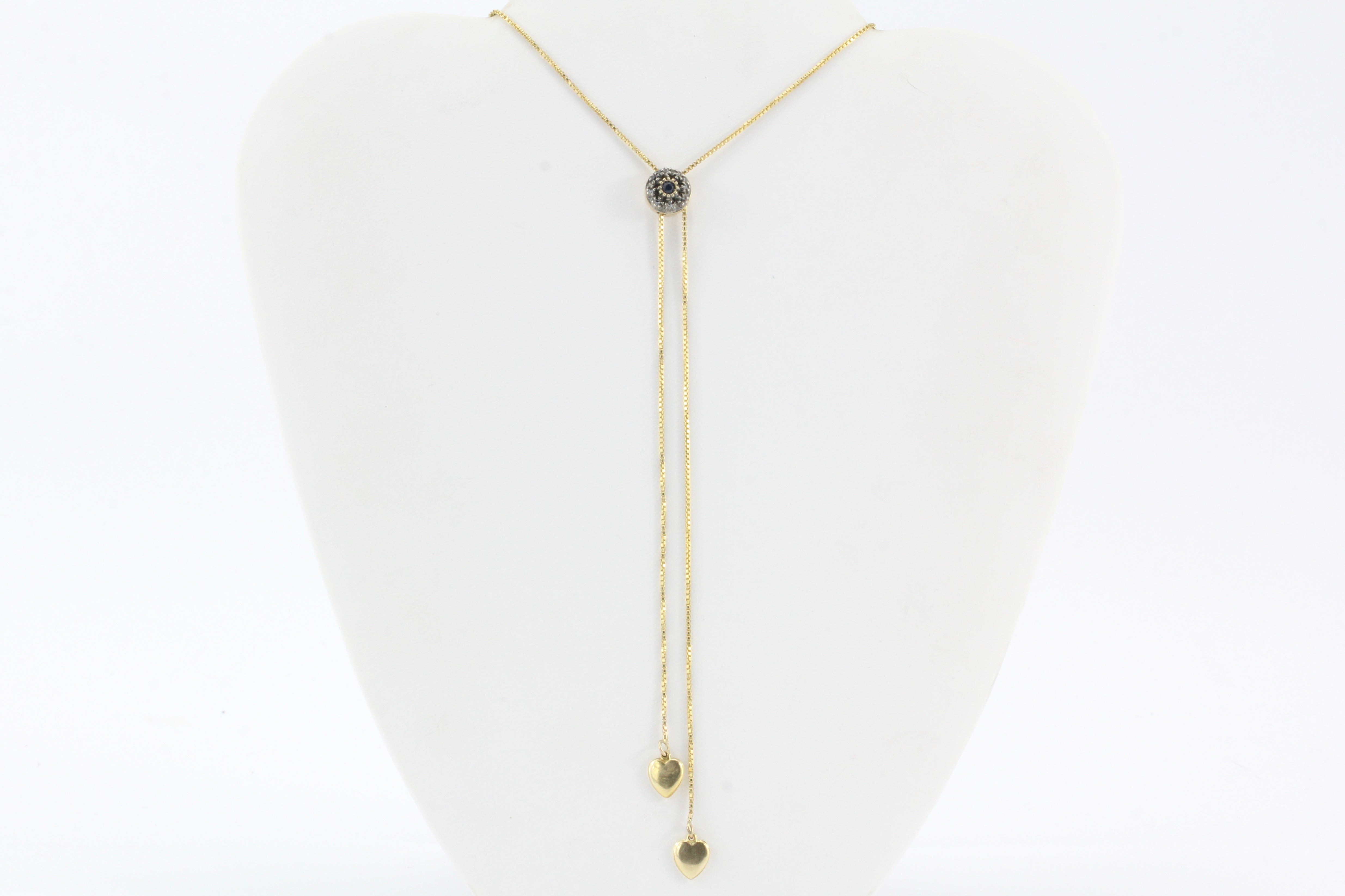 Victorian Gold & Sapphire & Diamond Slide on 14K Gold Heart Chain Necklace - Queen May