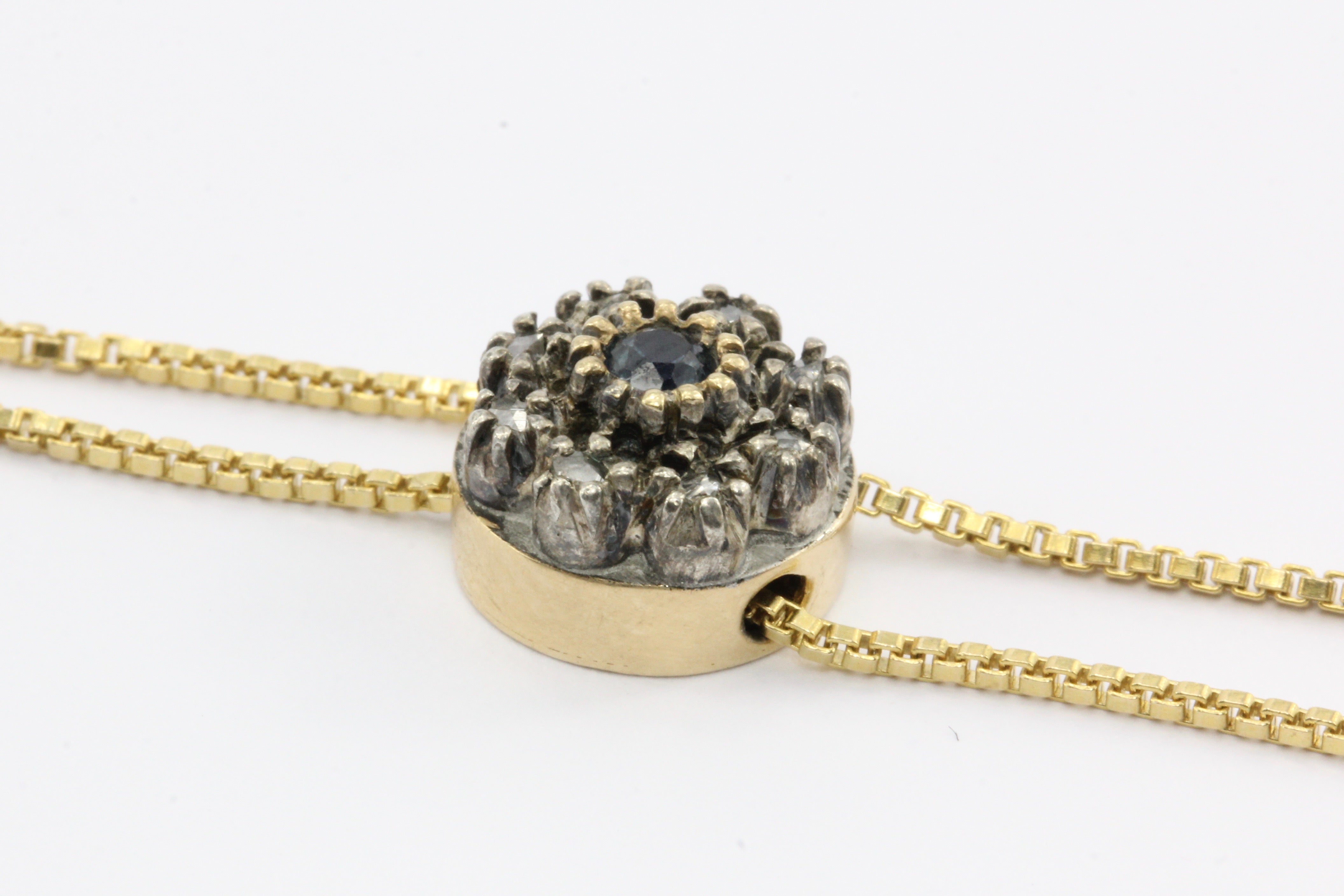 Victorian Gold & Sapphire & Diamond Slide on 14K Gold Heart Chain Necklace - Queen May