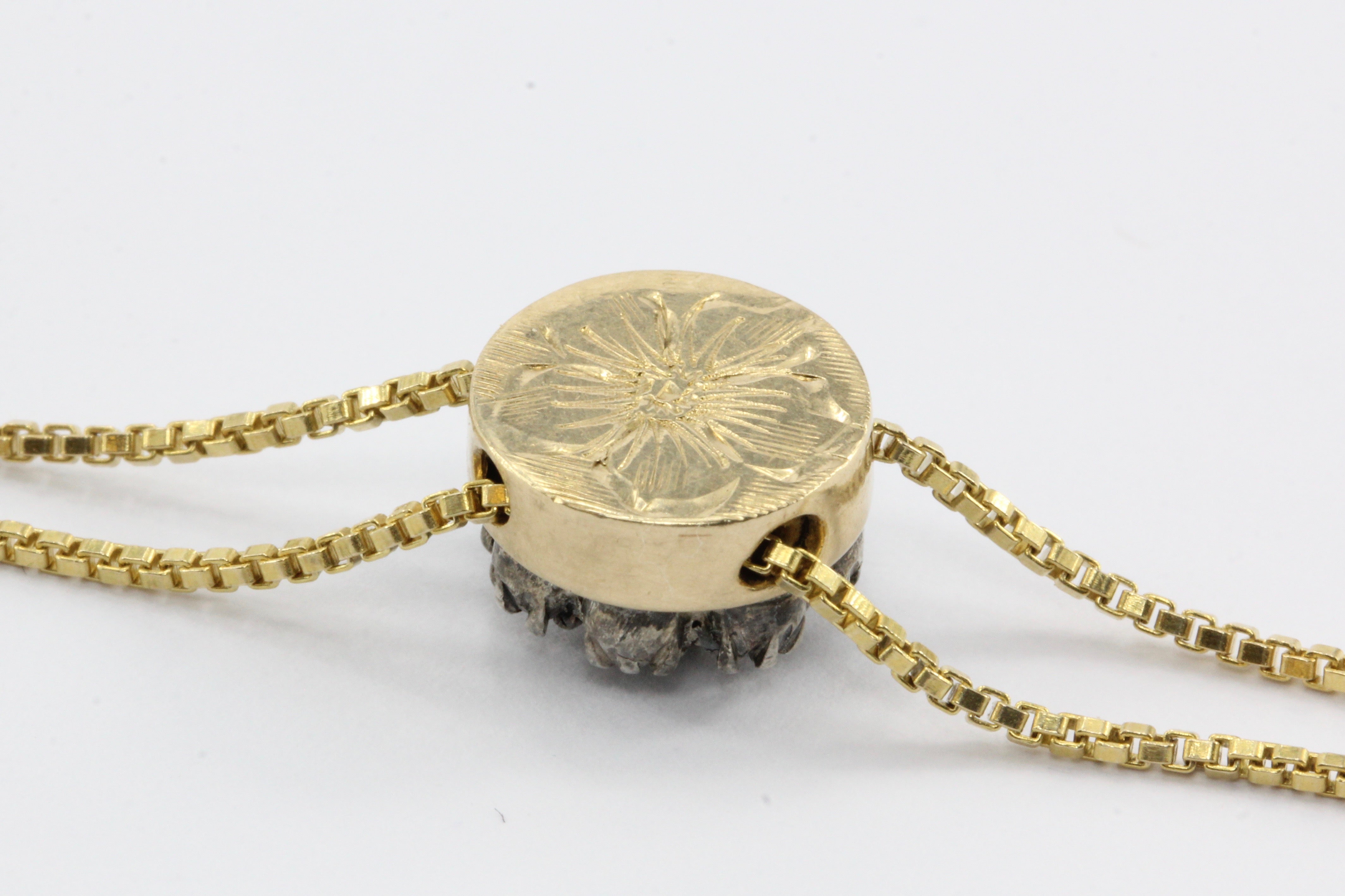 Victorian Gold & Sapphire & Diamond Slide on 14K Gold Heart Chain Necklace - Queen May