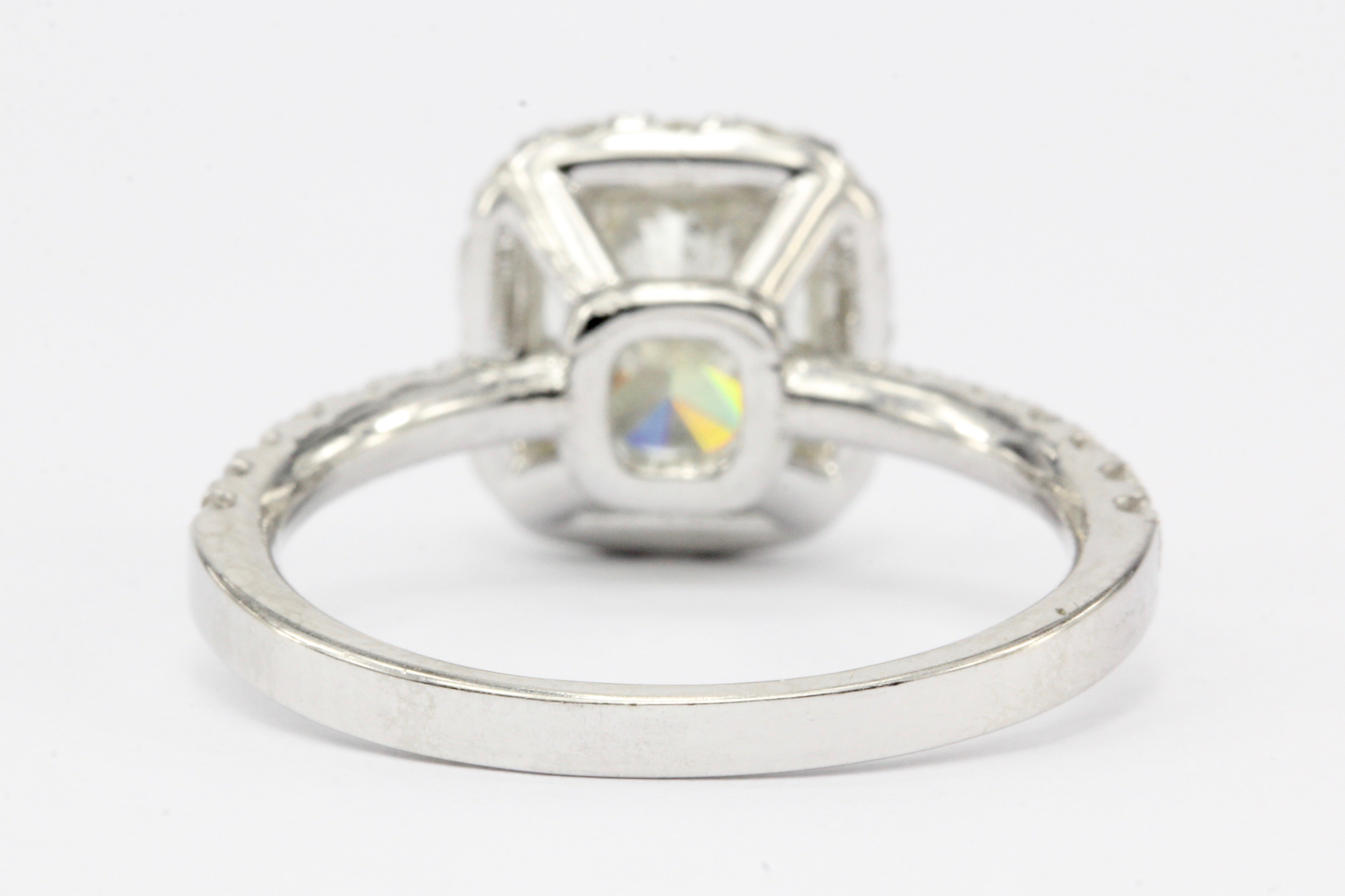 14K White Gold 2.02 Carat Cushion Cut Diamond Halo Engagement Ring - Queen May