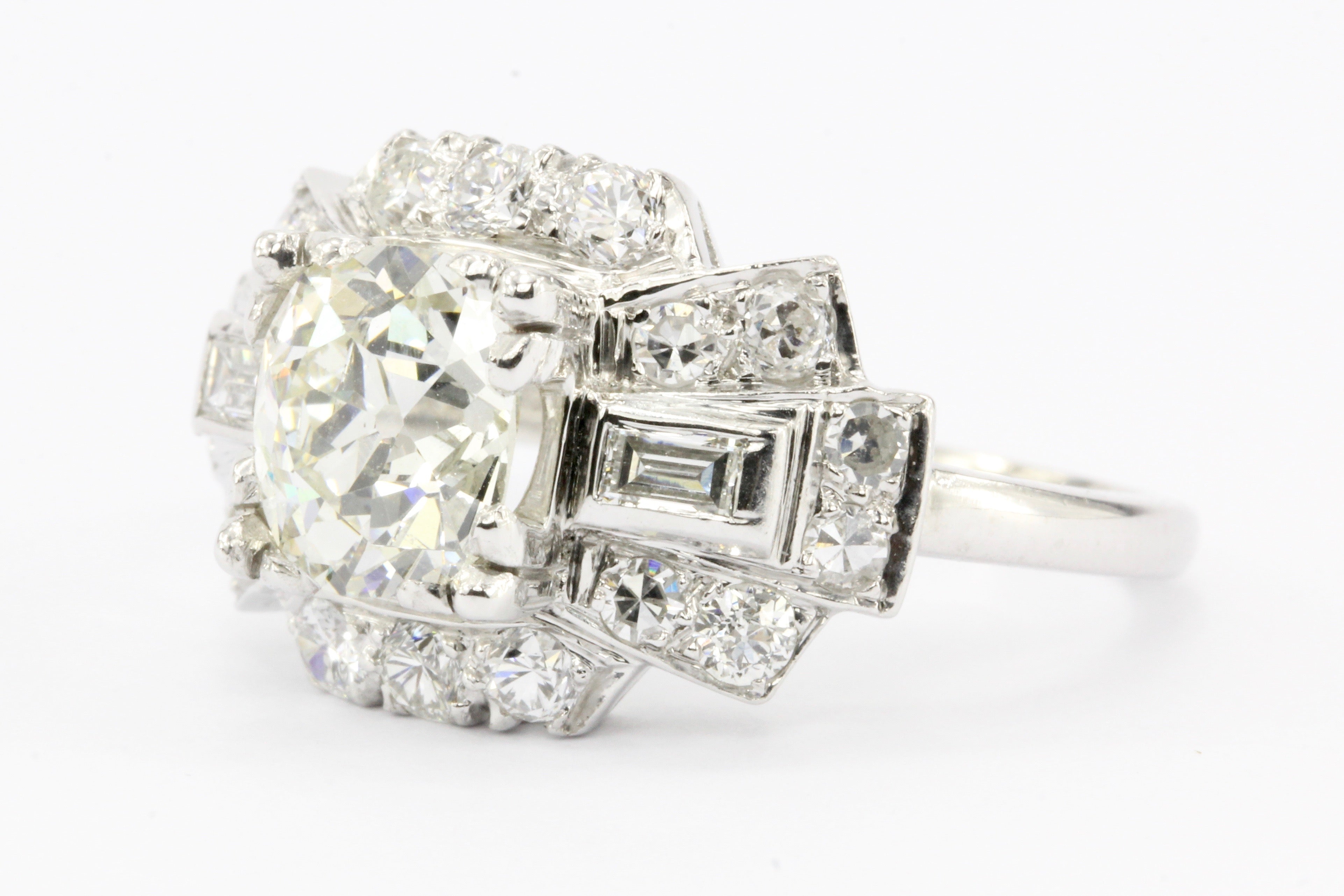 Art Deco Platinum Old European Cut Diamond Cluster Engagement Ring c.1920's - Queen May