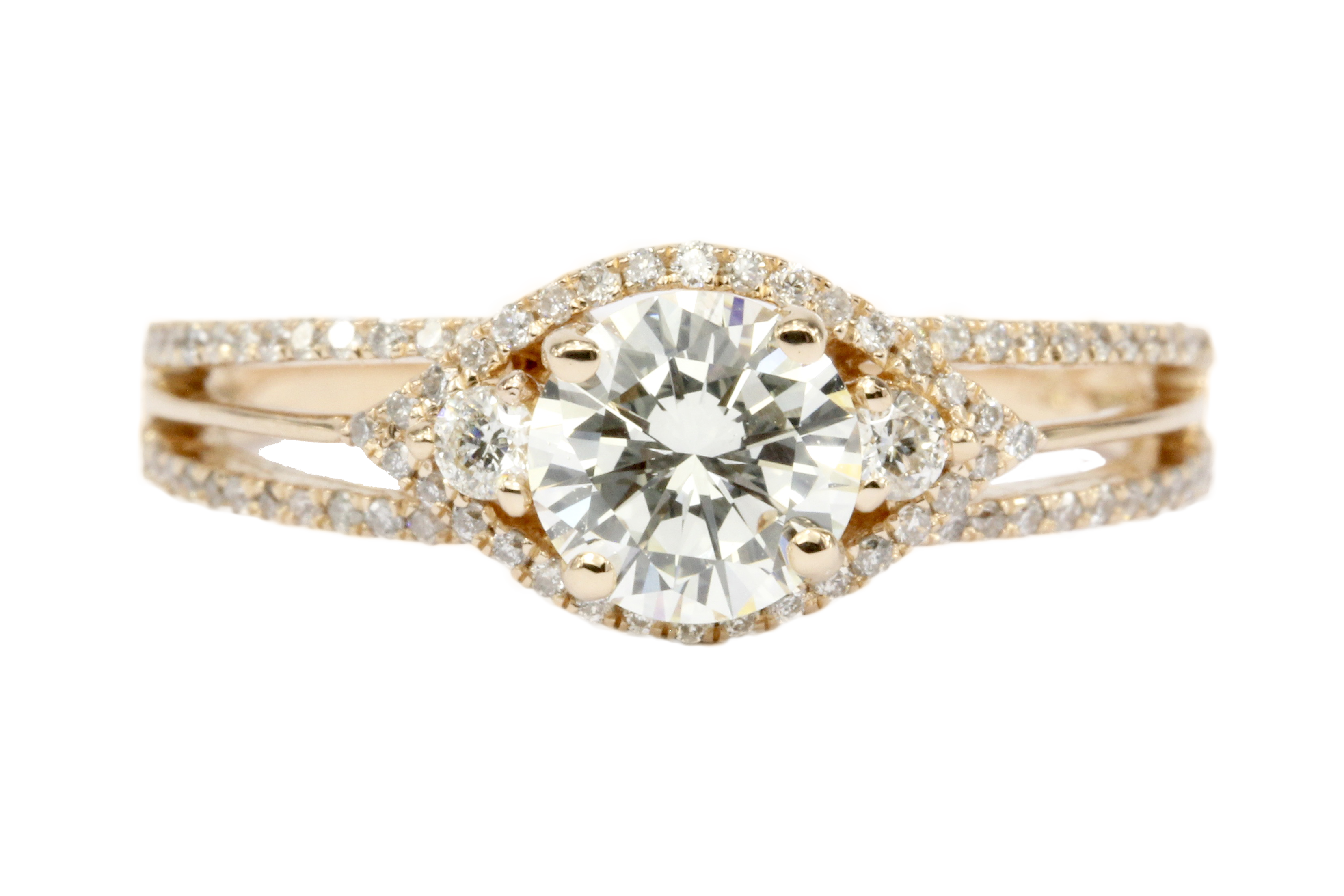 18K Rose Gold Diamond Engagement Ring .91 CTW - Queen May