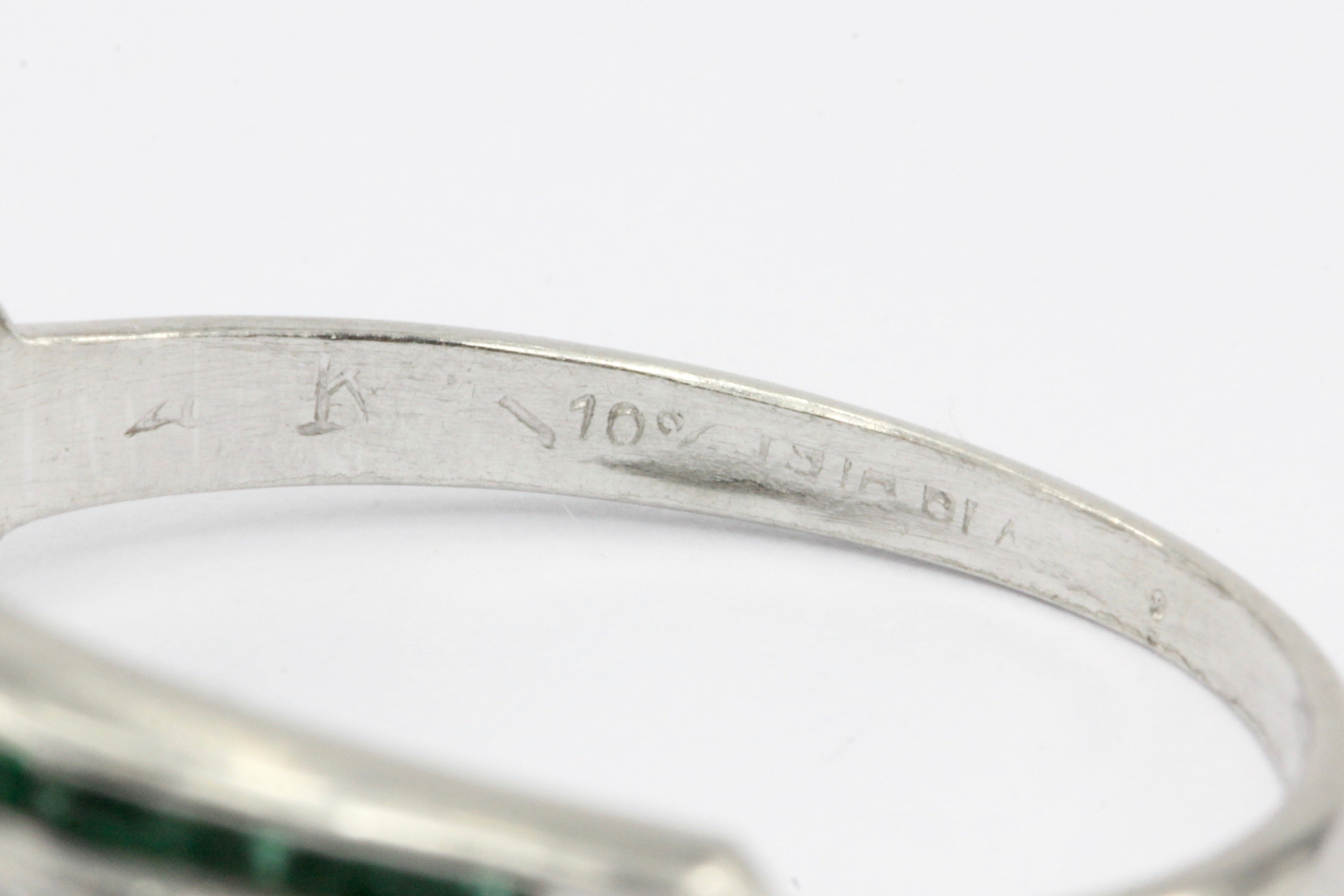 Art Deco Platinum Diamond & Emerald Band Ring c.1920's - Queen May