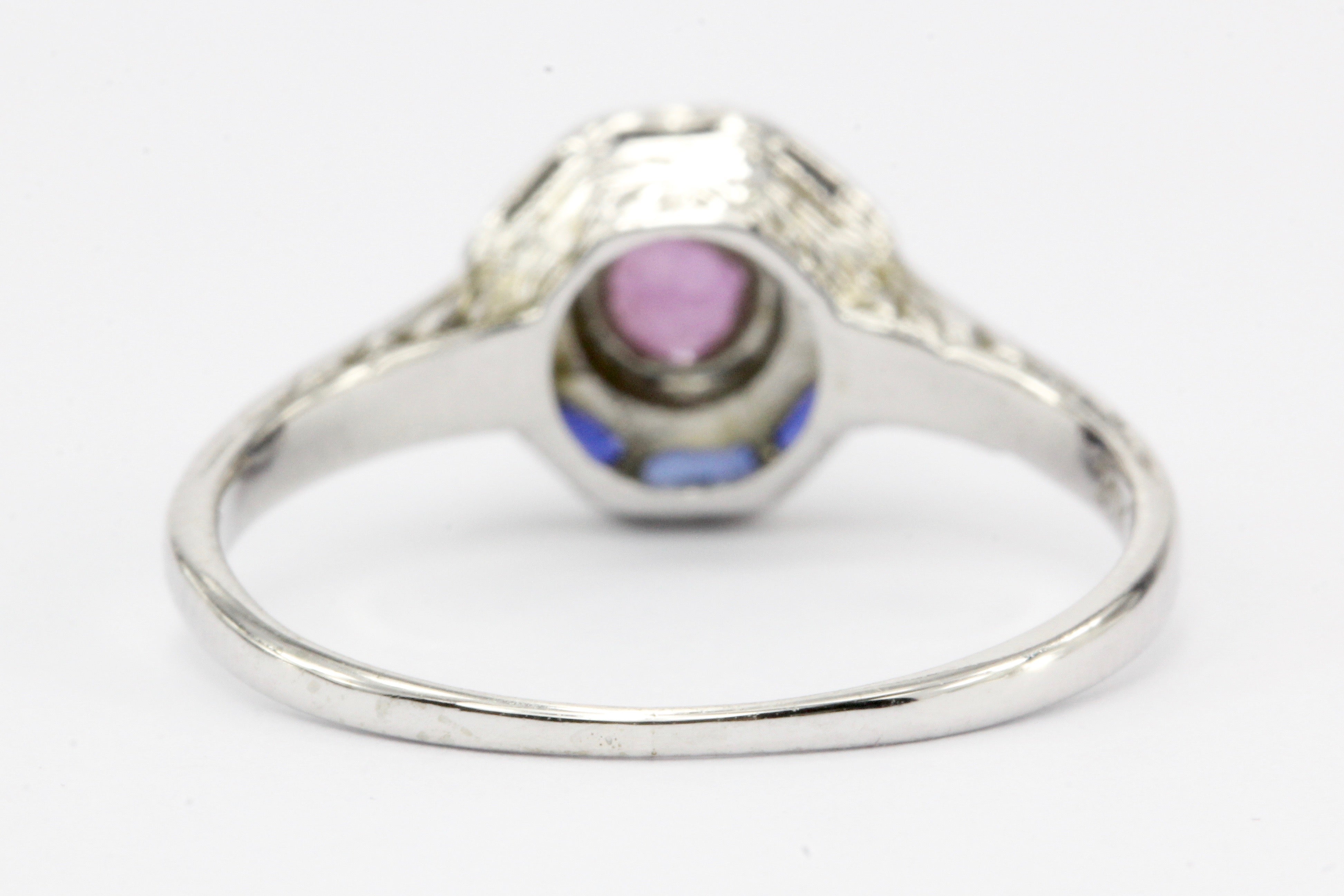 Art Deco 20K White Gold Ruby & Sapphire Ring c.1930's - Queen May