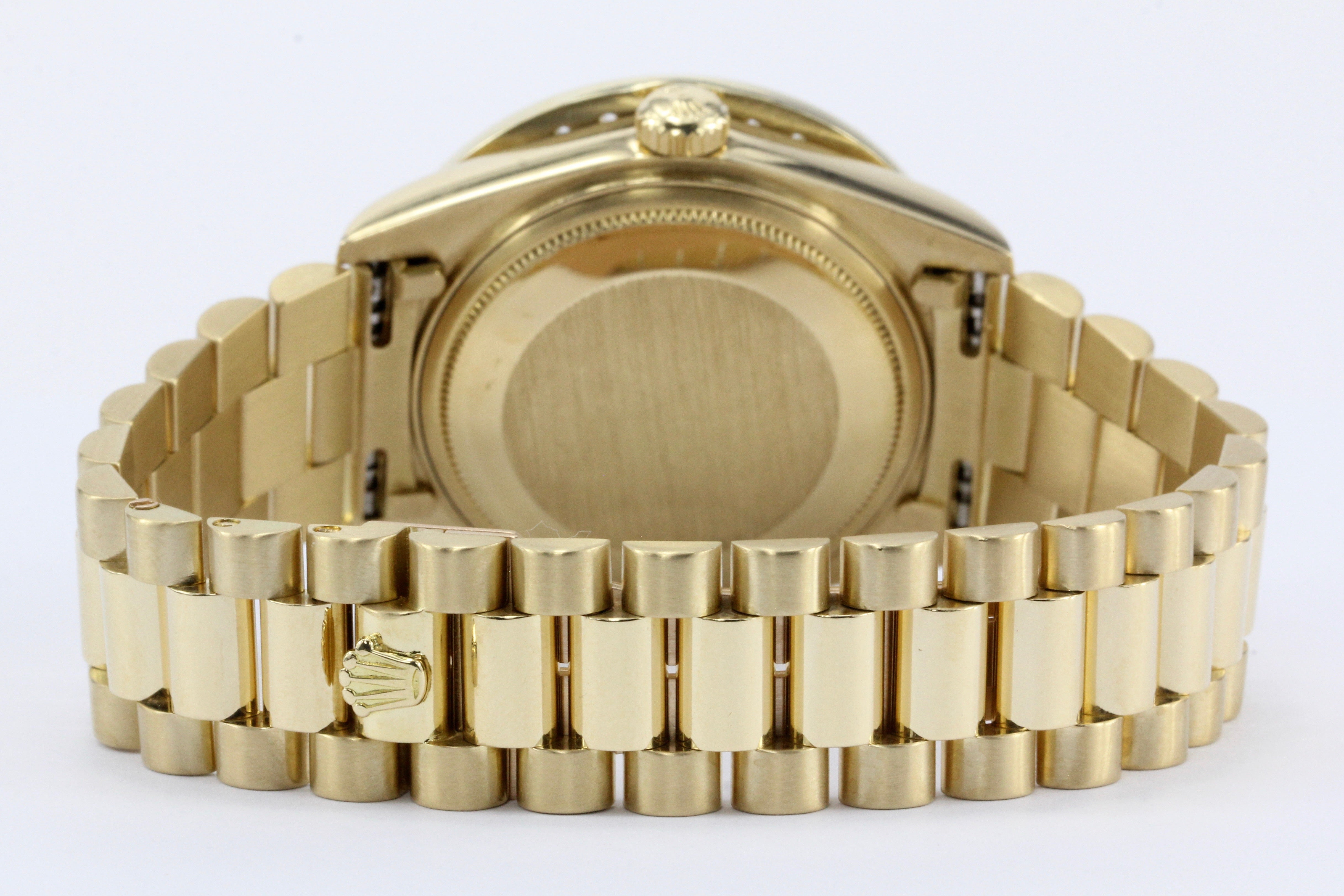Rolex Oyster President Day-Date 18038 Diamond Bezel 18k Yellow Gold Men's Watch - Queen May